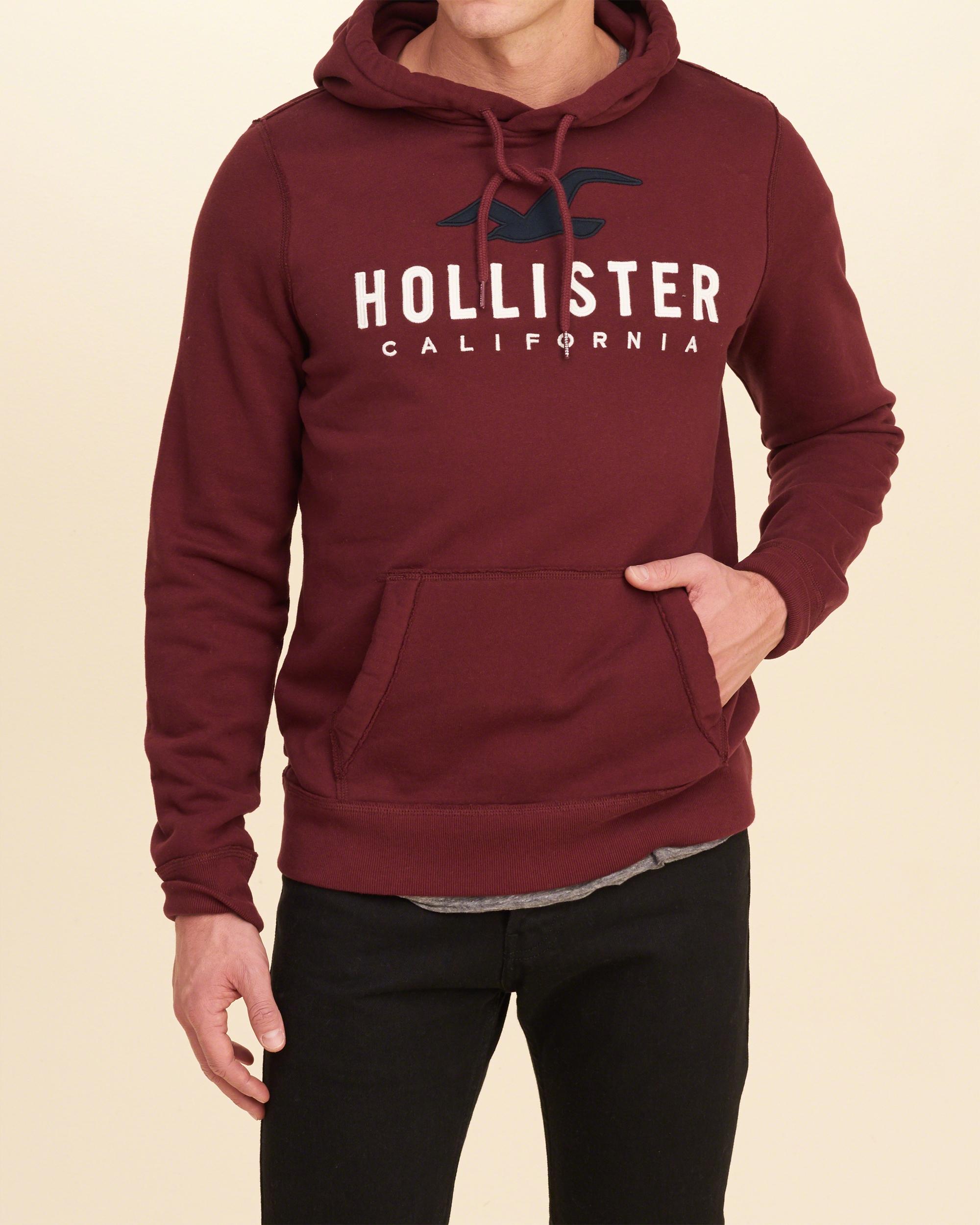 Lyst Hollister Logo Graphic Hoodie In Red For Men