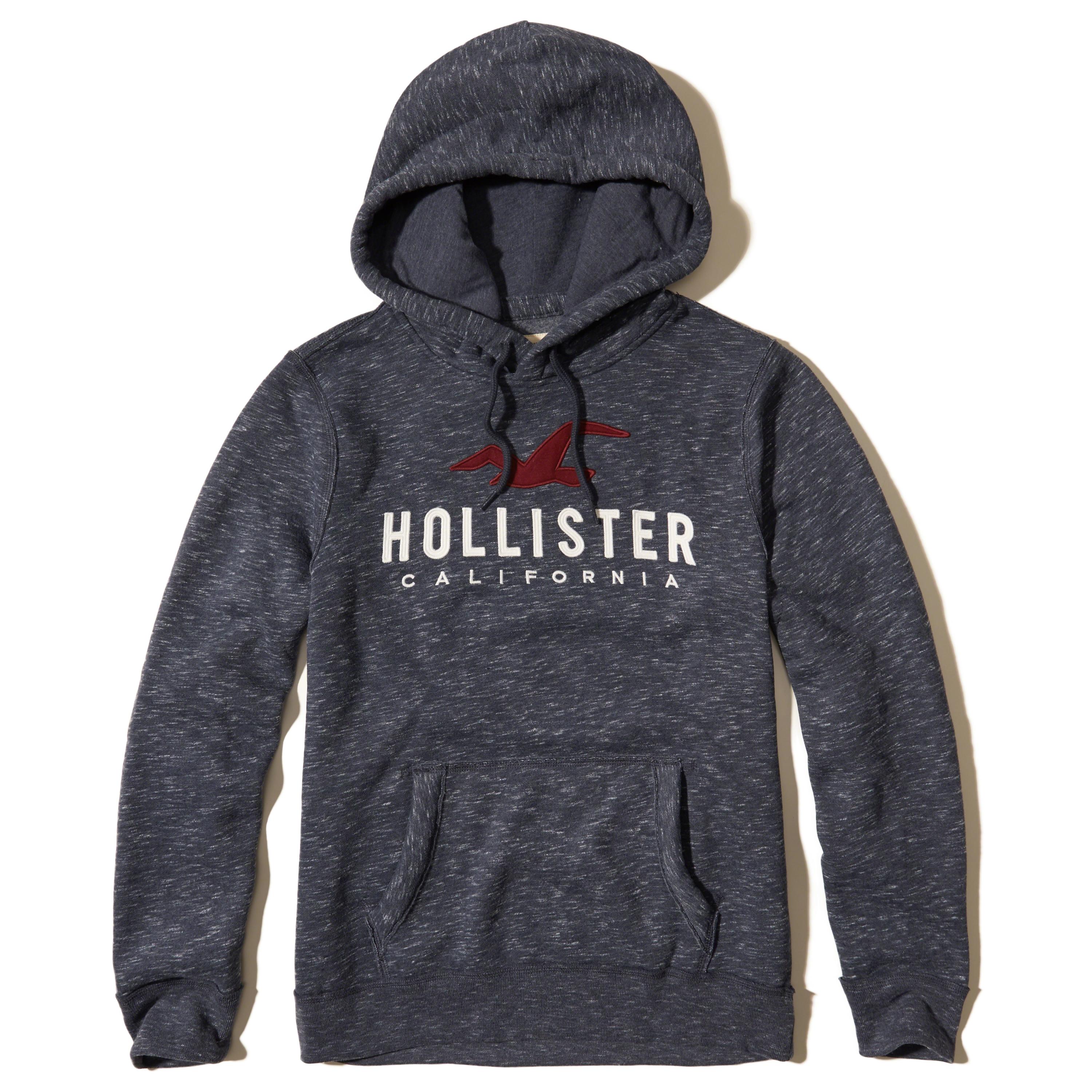 Lyst - Hollister Logo Graphic Hoodie in Blue for Men