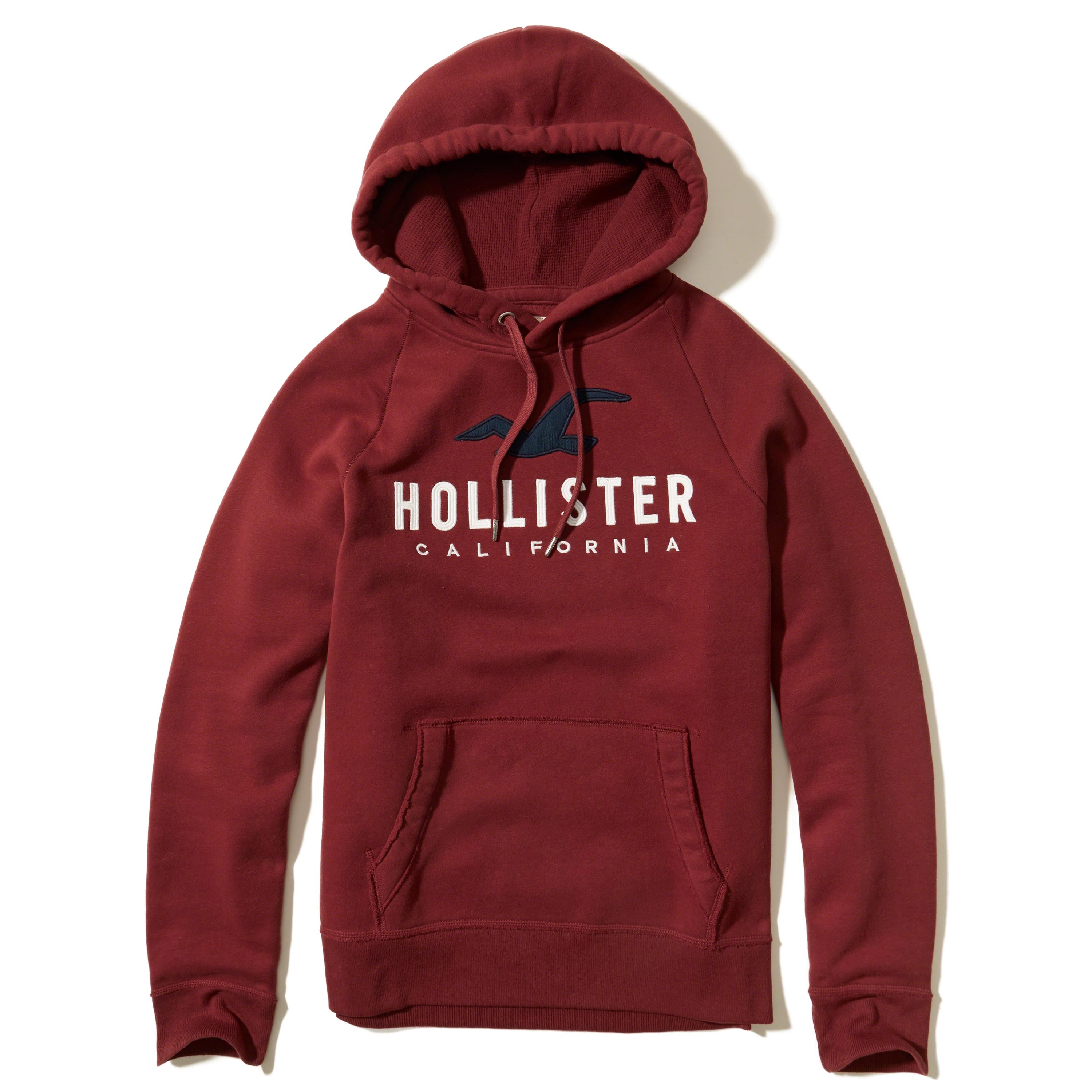 Hollister Logo Graphic Hoodie in Red for Men | Lyst