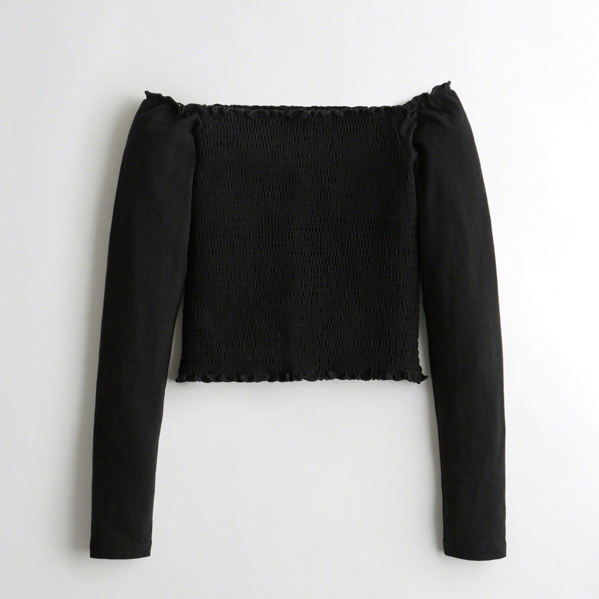 Lyst Hollister Girls Smocked Offtheshoulder Crop Top From Hollister