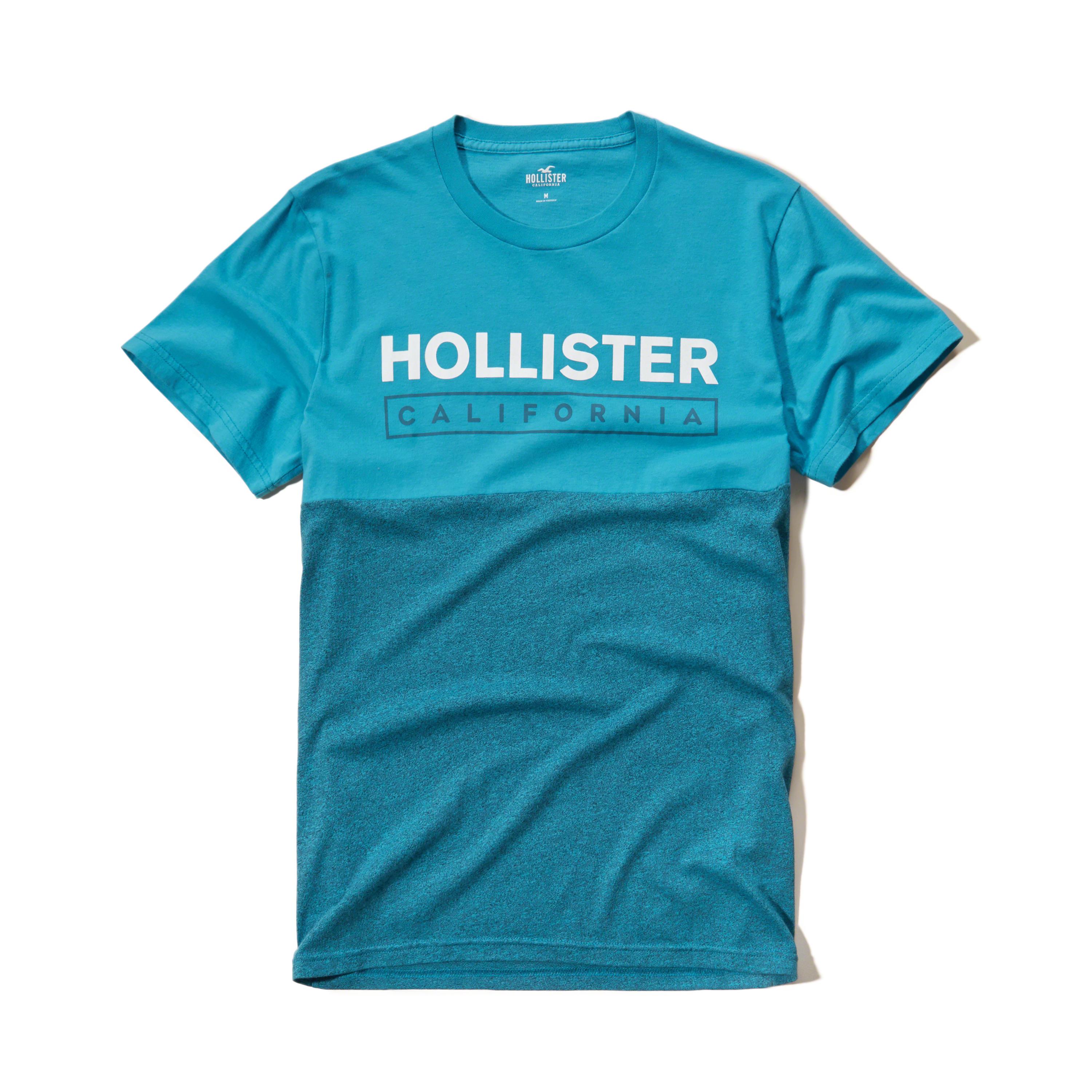 Lyst Hollister Colorblock Graphic Tee in Blue for Men