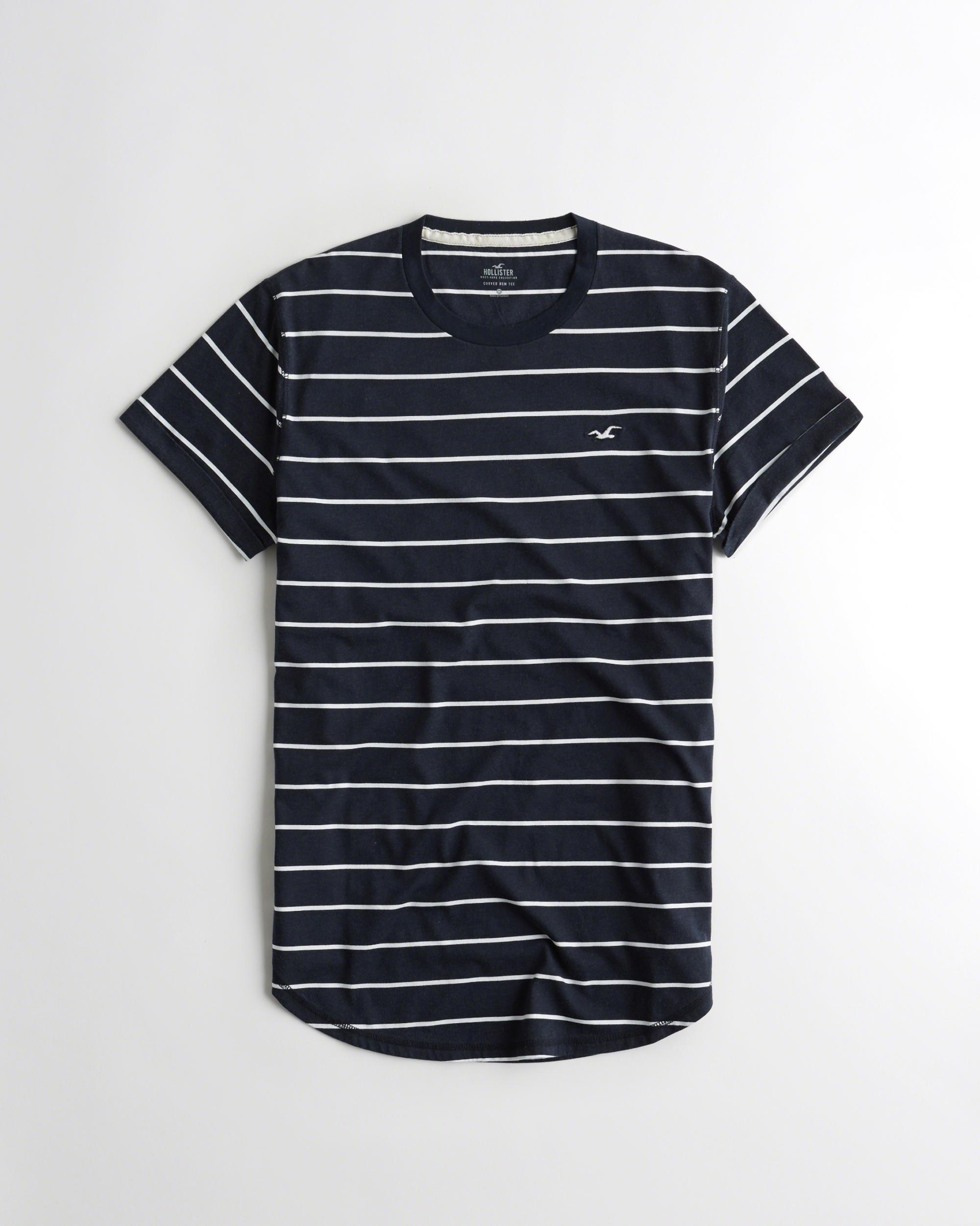 Lyst - Hollister Must-have Curved Hem T-shirt In Blue For Men