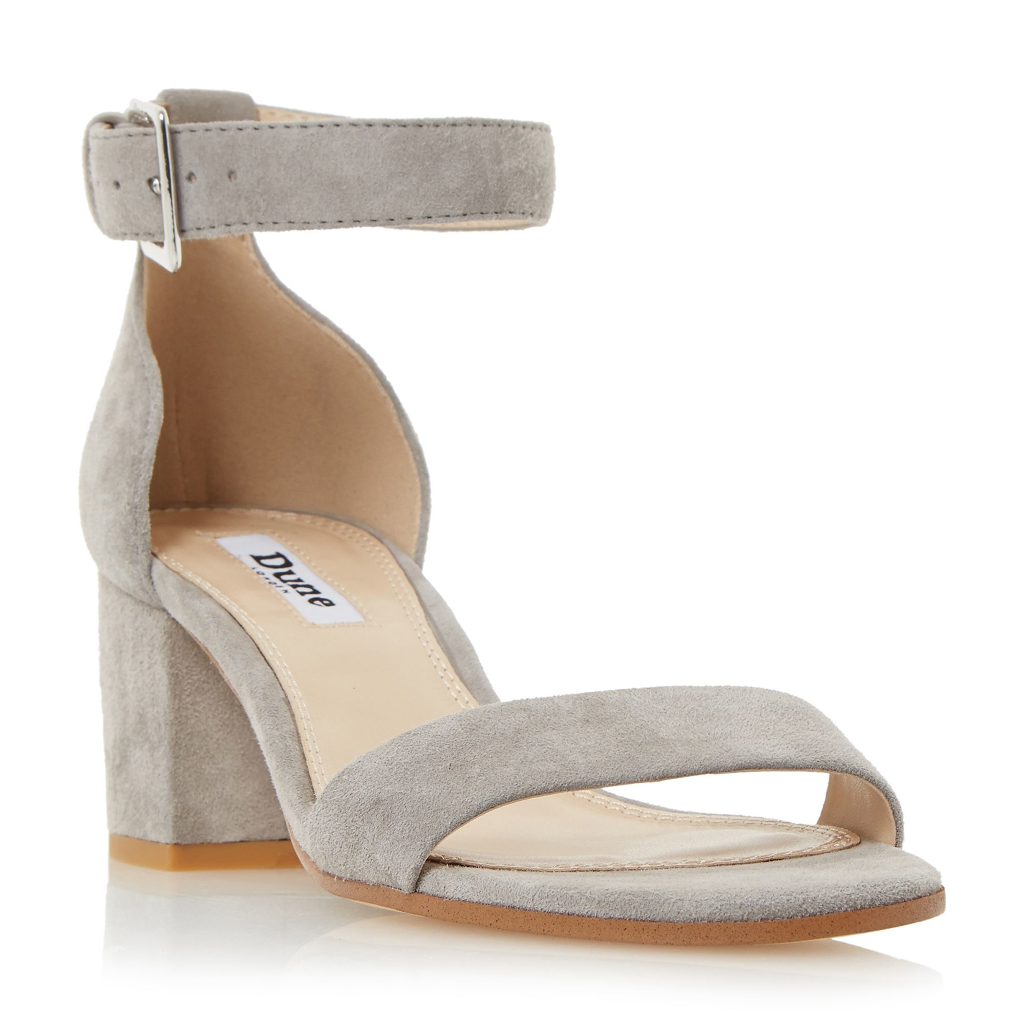 Dune Leather Jaygo Two Part Block Heel  Sandals  in Grey  