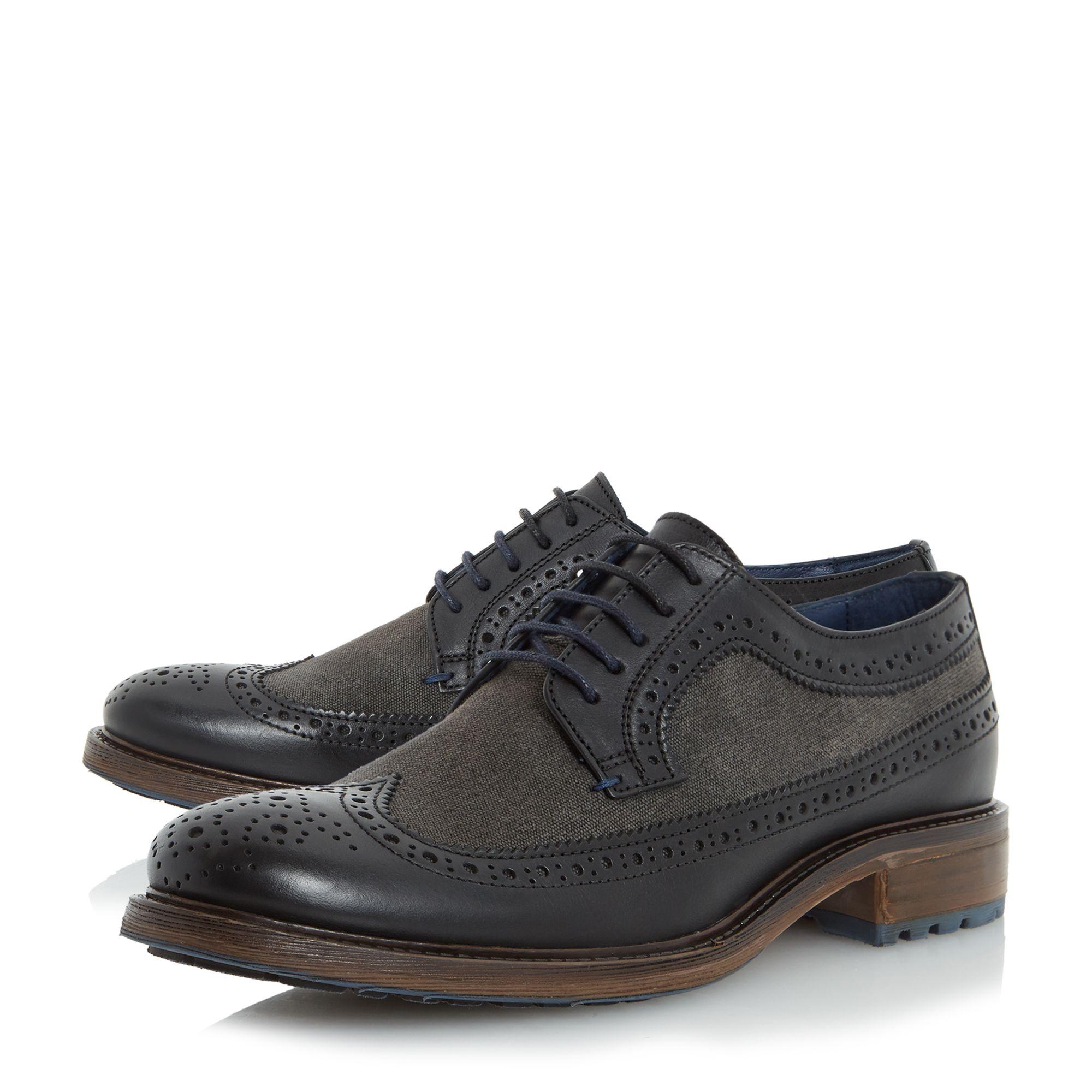 Lyst Dune  Bongle Mixed Material Brogue Shoes  in Black 