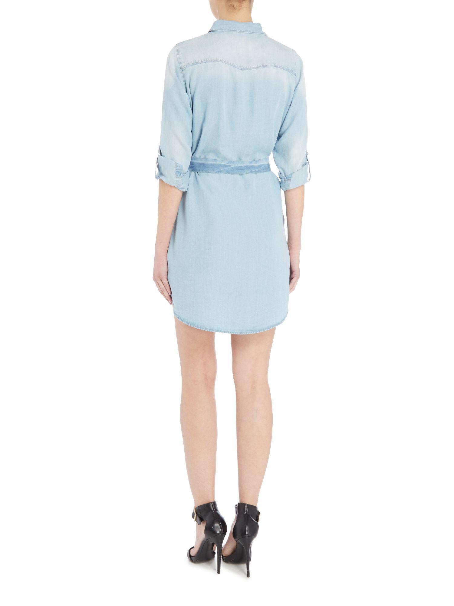 salsa denim shirt dress in blue lyst salsa denim shirt dress in blue lyst