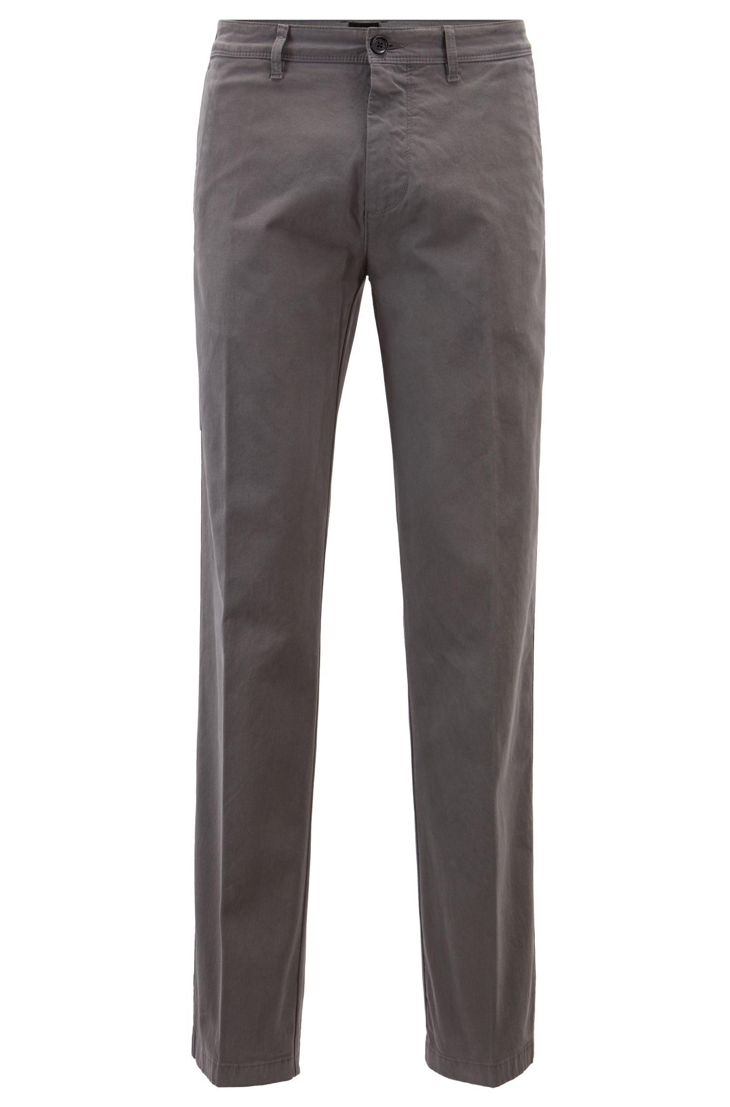 BOSS Flat-fronted Trousers In Stretch-cotton Gabardine in Gray for Men ...
