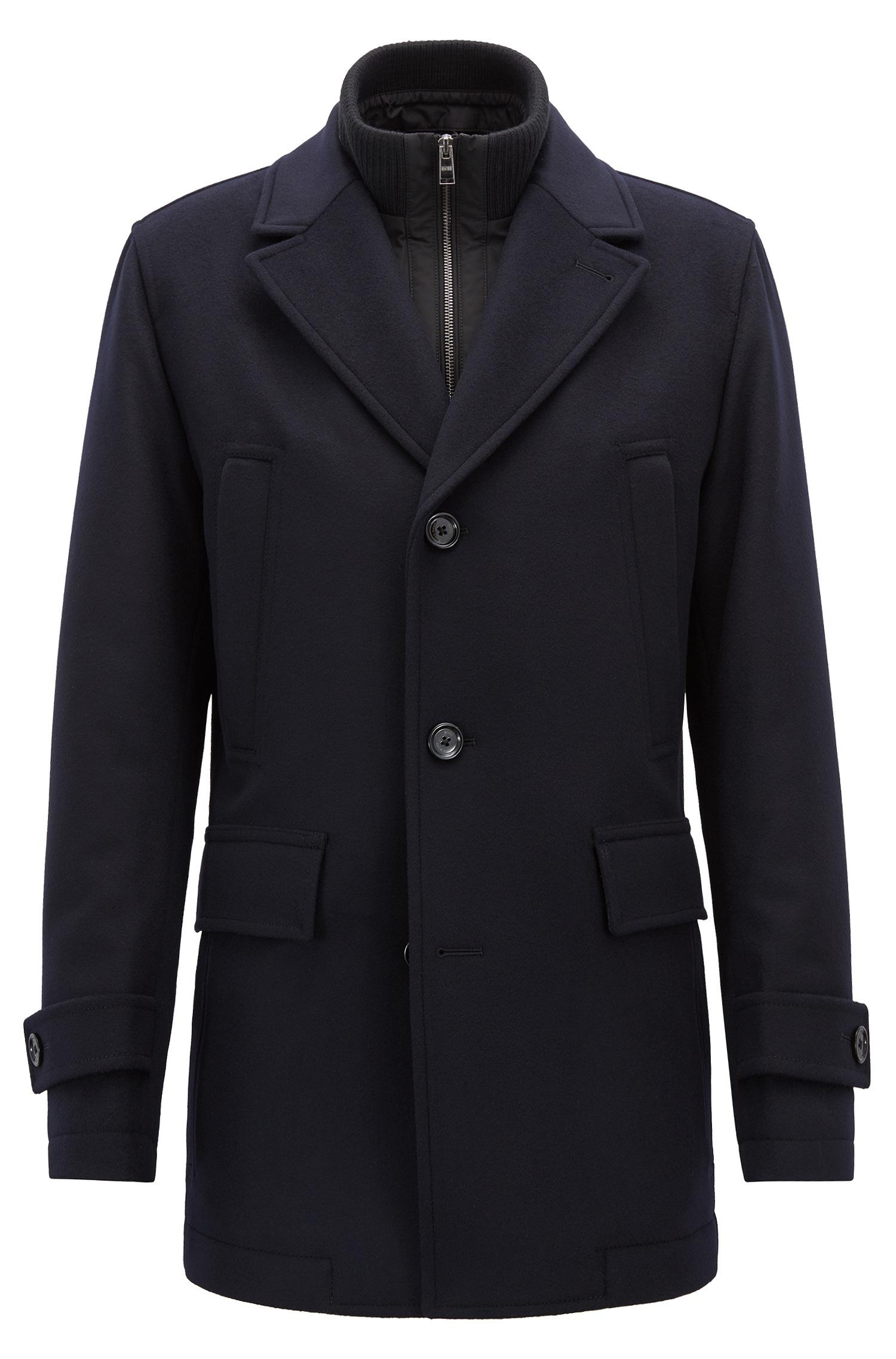 Boss Car Coat In Wool And Cashmere With Detachable Bib in Blue for Men ...