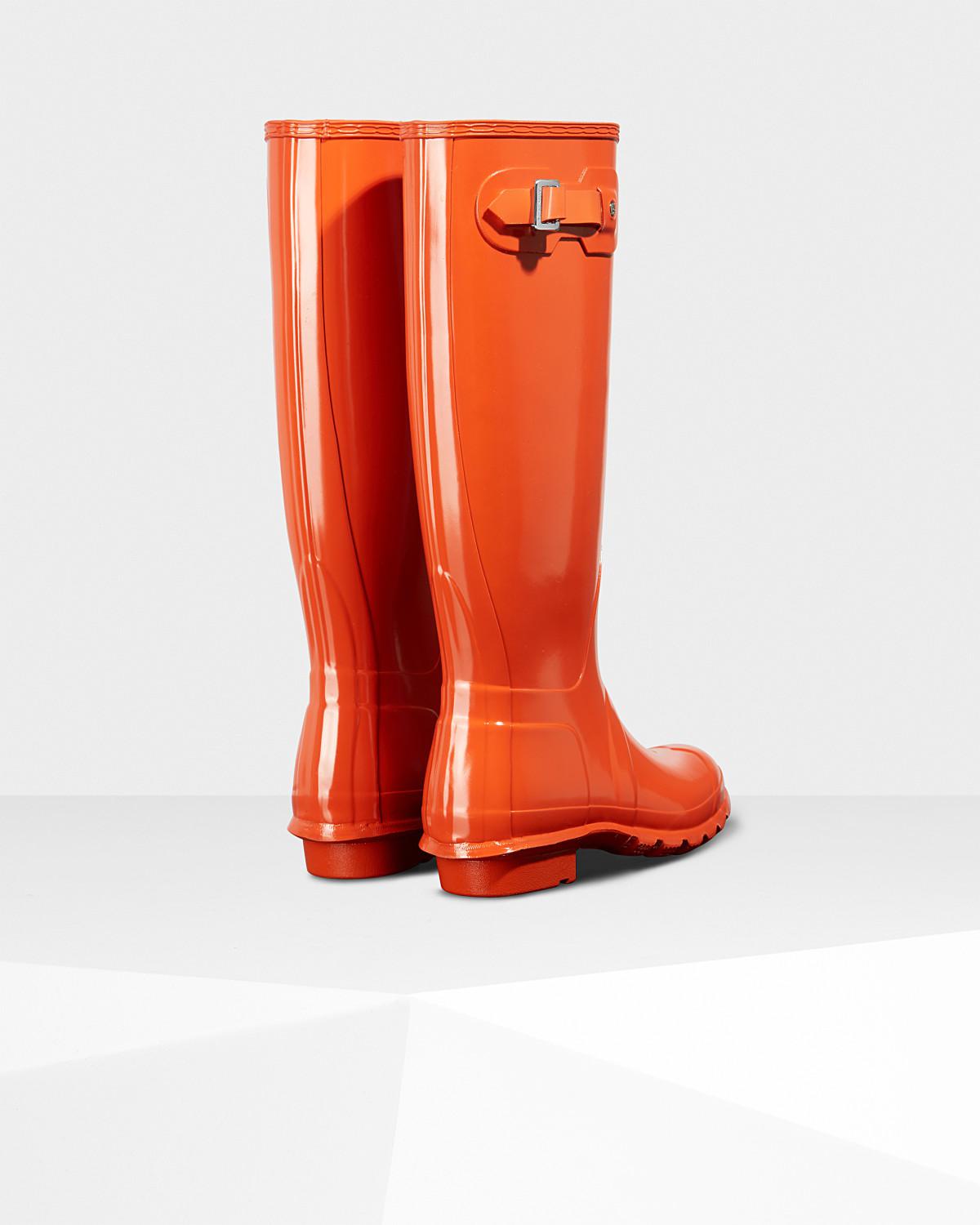 Lyst Hunter Womens Original Tall Gloss Wellington Boots In Orange 