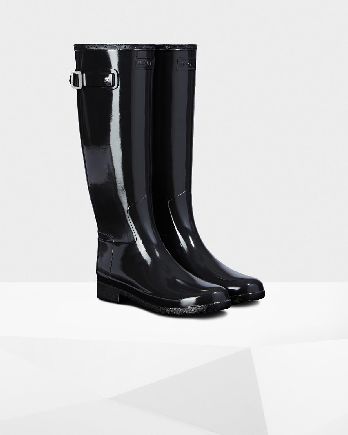 hunter original leopard print refined tall waterproof rain boot