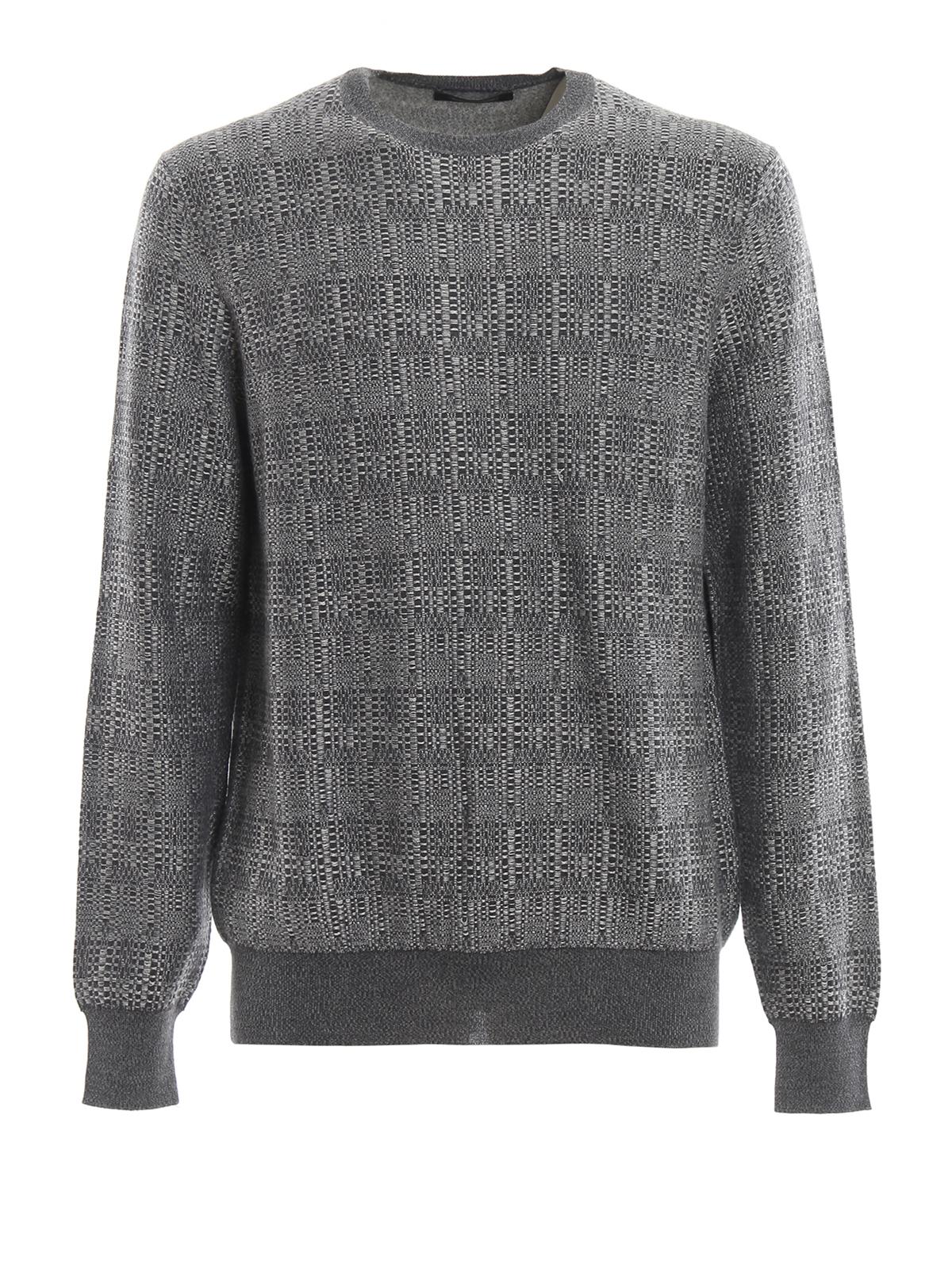 Ermenegildo Zegna Cashmere Wool And Silk Jacquard Sweater in Grey (Gray ...
