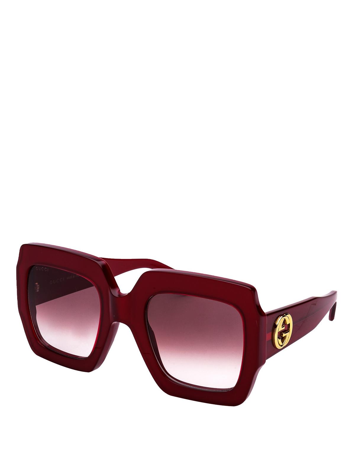 Gucci Red Acetate Square Sunglasses Lyst