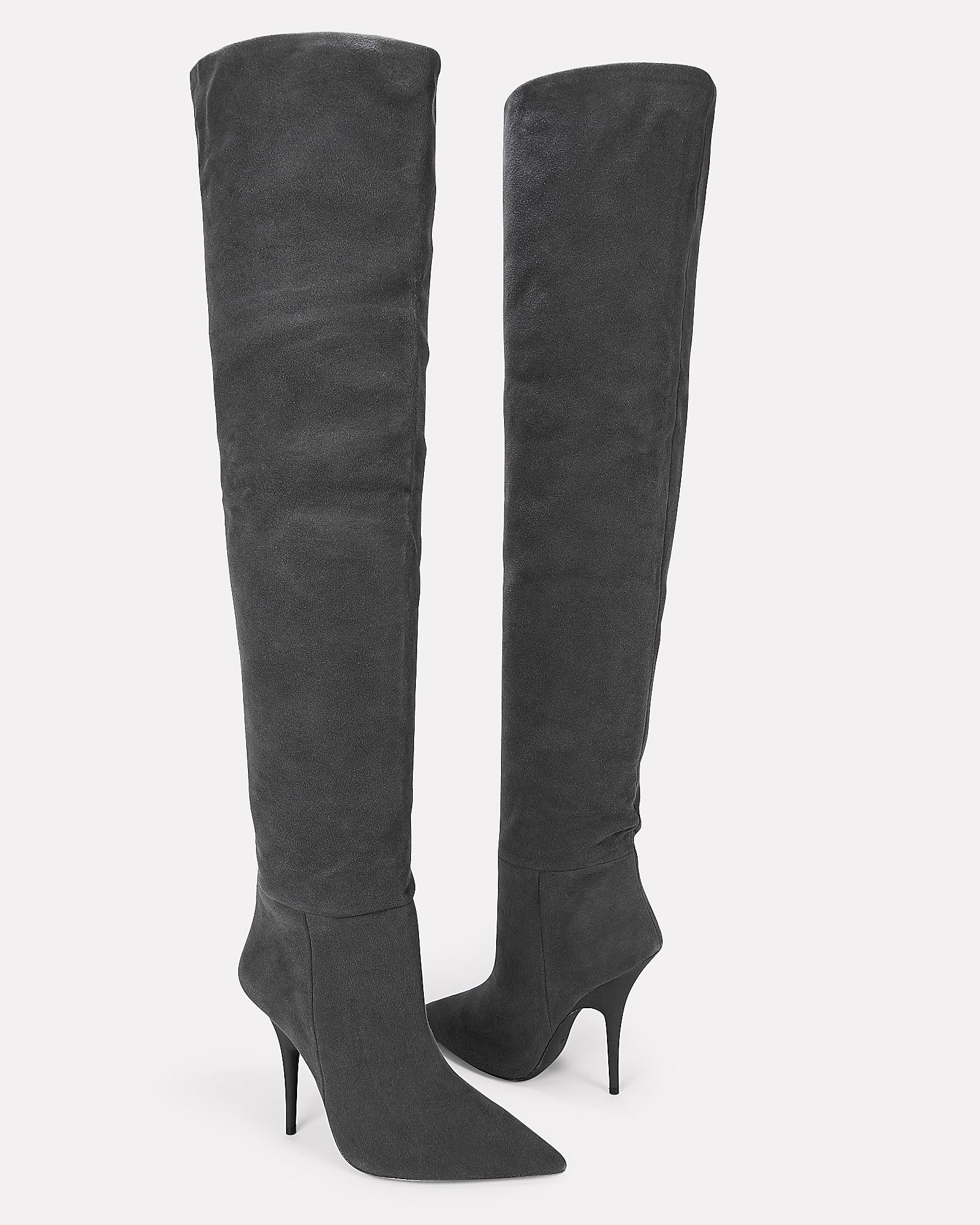 Yeezy Over-the-knee Suede Boots in Gray - Lyst