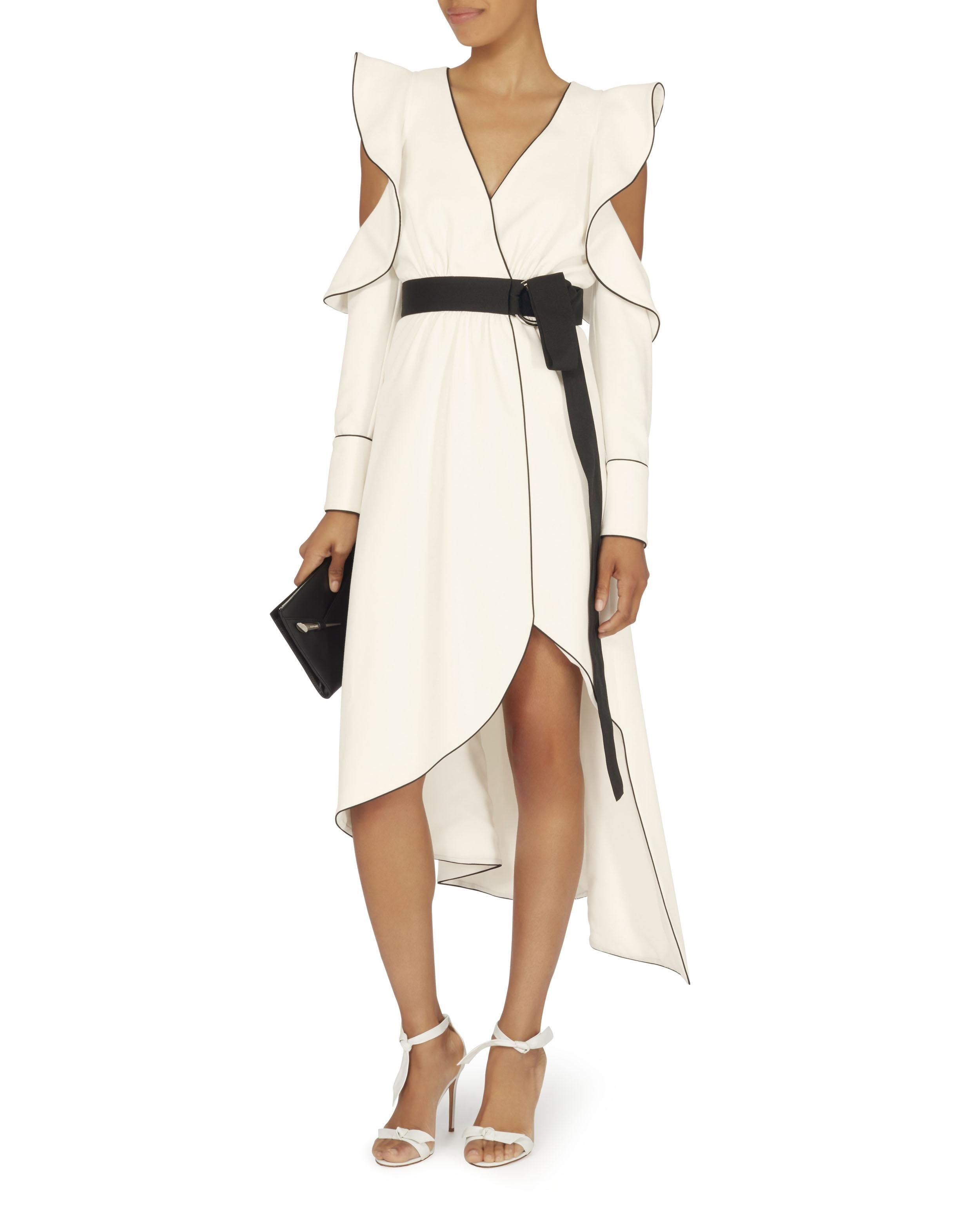 White Asymmetrical Wrap Dress