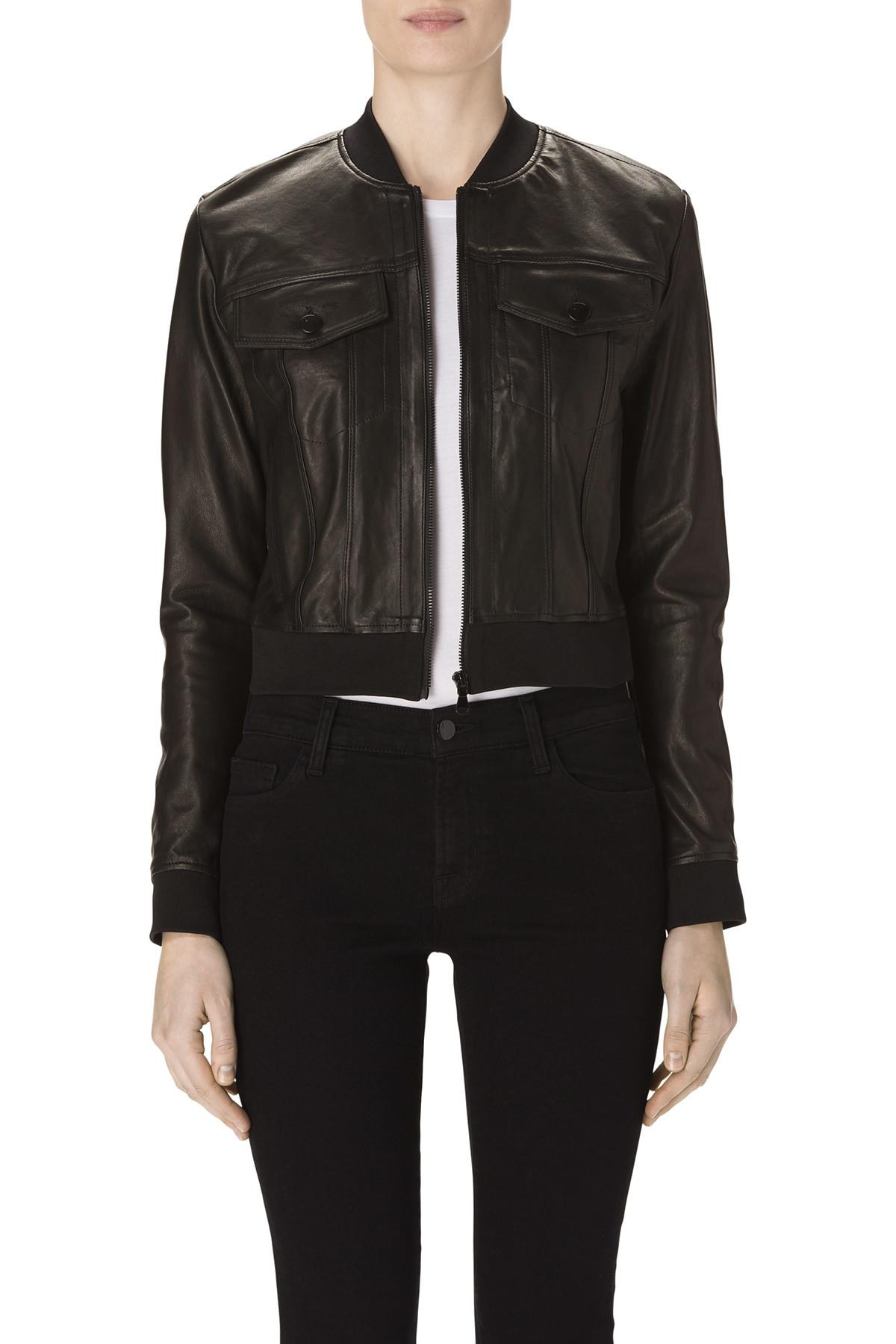 Lyst J Brand Harlow Leather Bomber Jacket In Black in Black