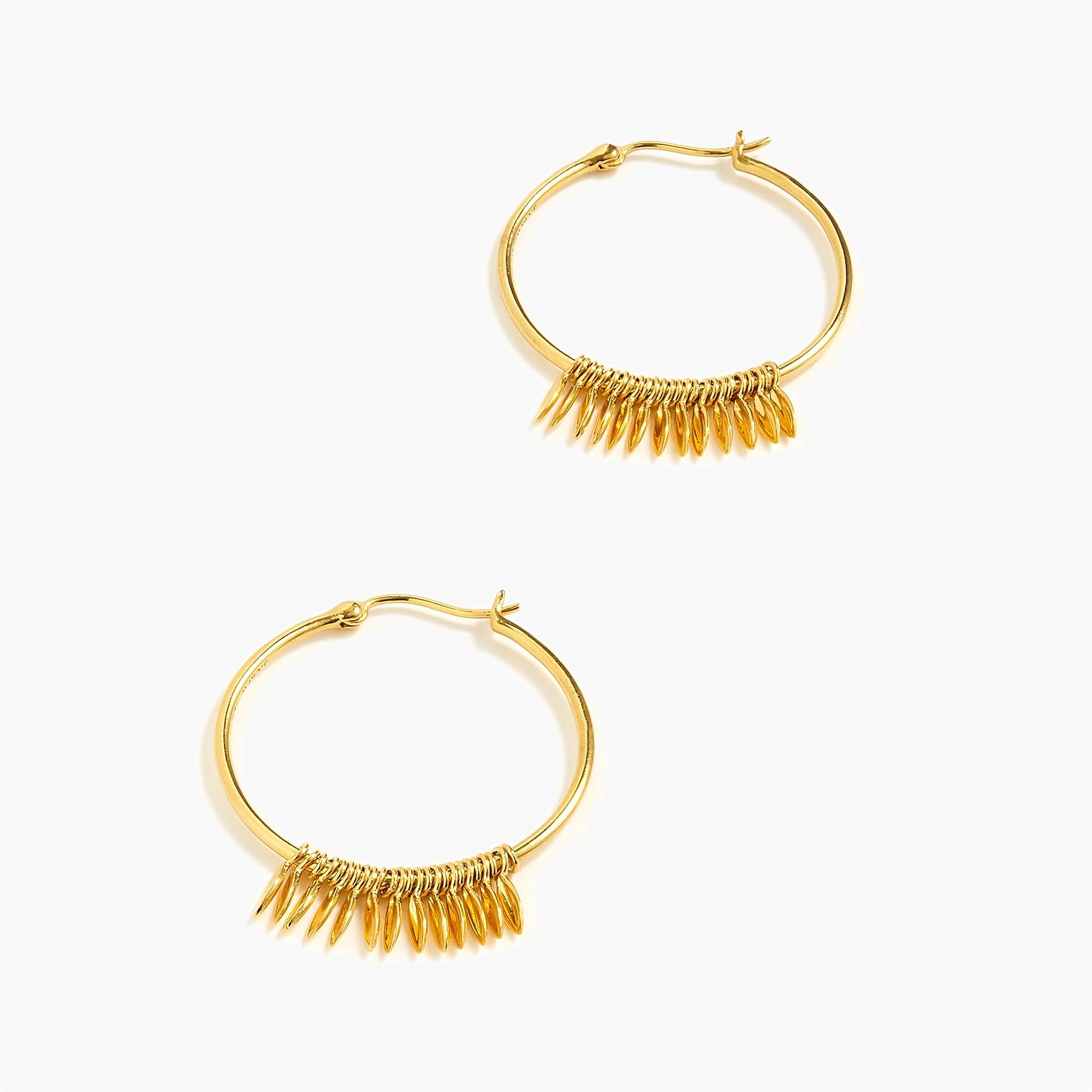 Lyst J.Crew 14k Goldplated Leaf Fringe Hoop Earrings in Metallic