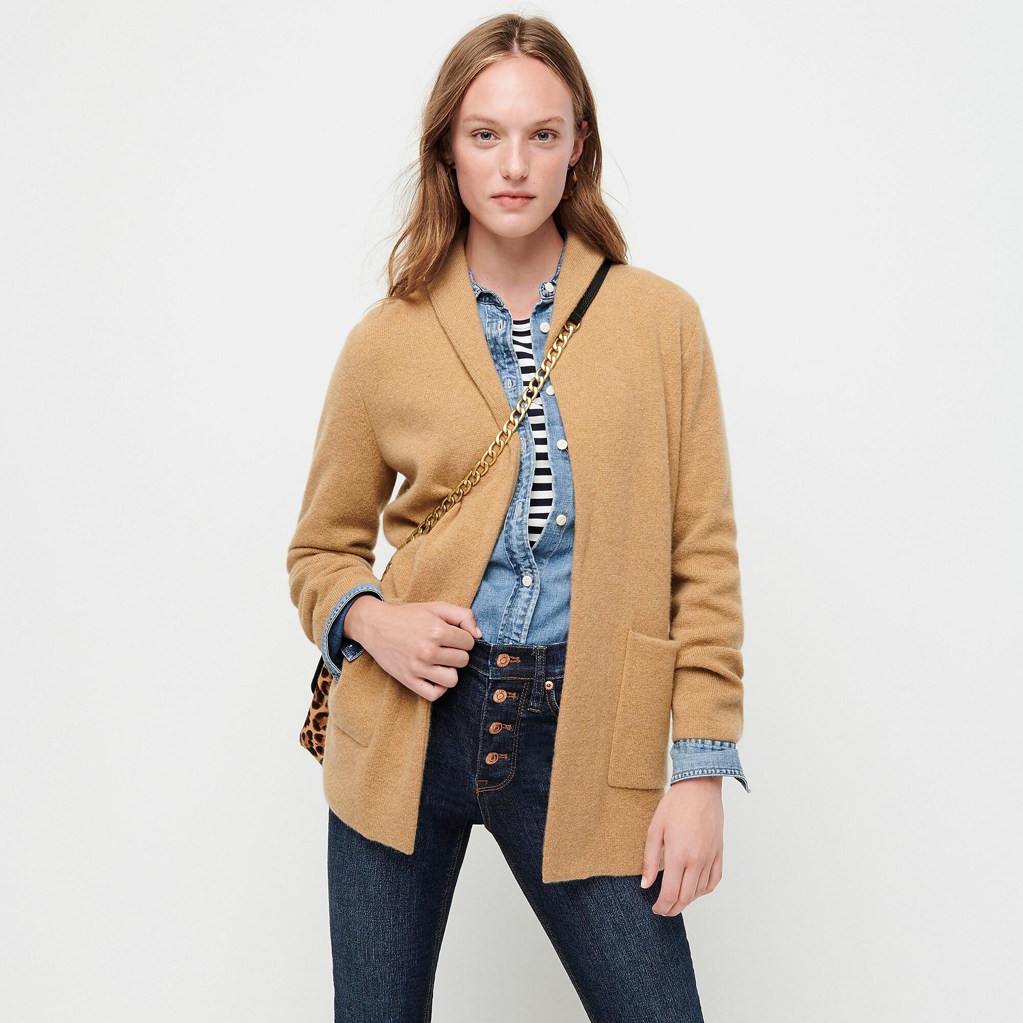 J.Crew Open-front Sweater-blazer In Everyday Cashmere in Natural - Lyst