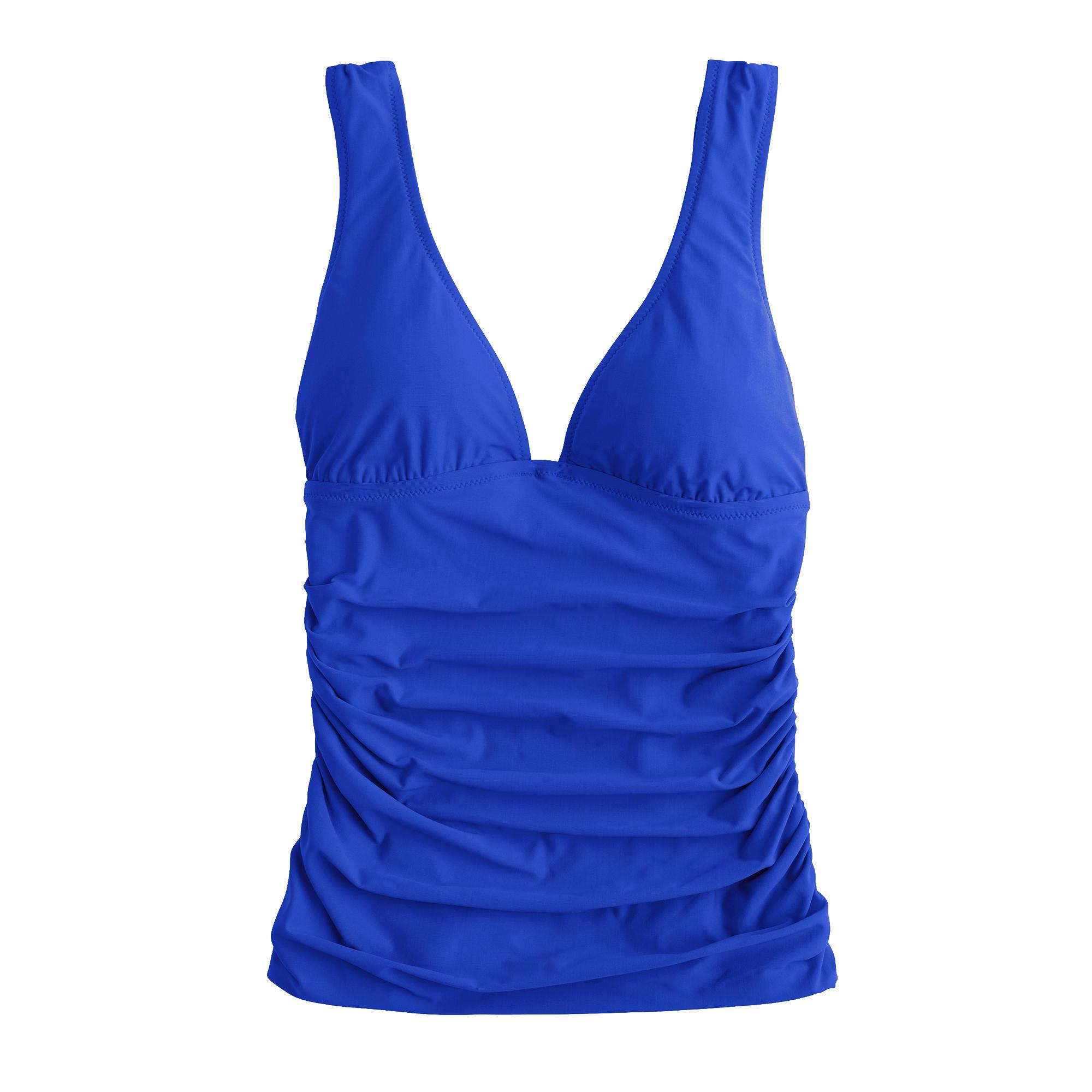 J.crew Ruched Tankini Top in Blue Lyst