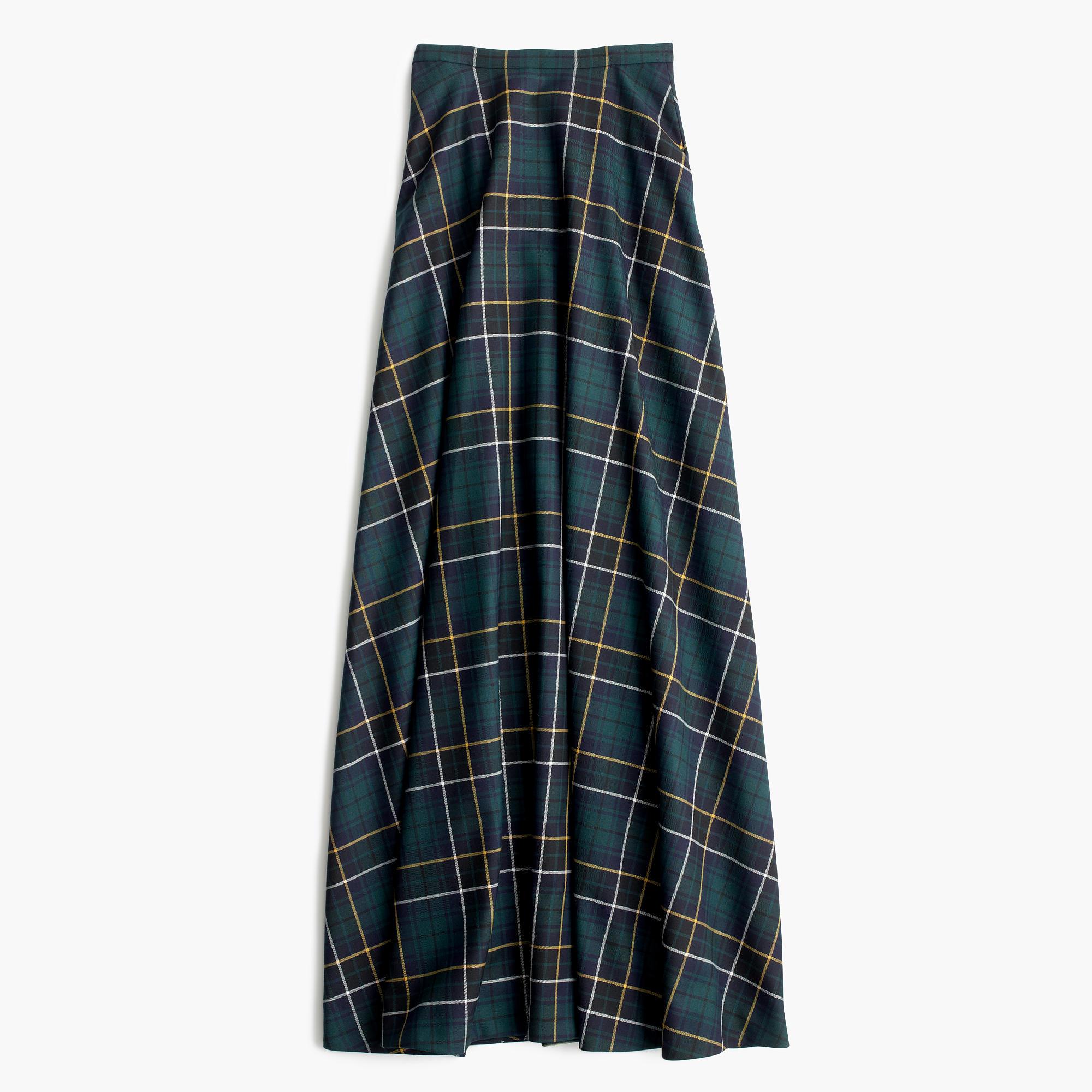 J.crew Collection Maxi Skirt In Tartan in Blue | Lyst