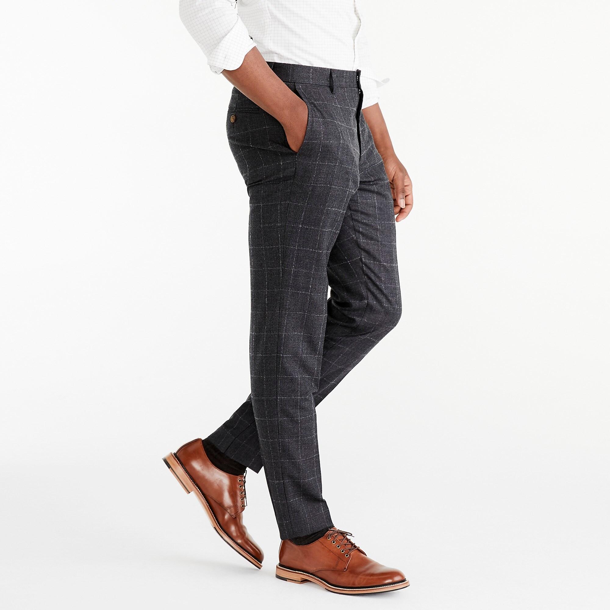 J.Crew Wool Slimfit Thompson Suit Pant In Windowpane in Gray for Men