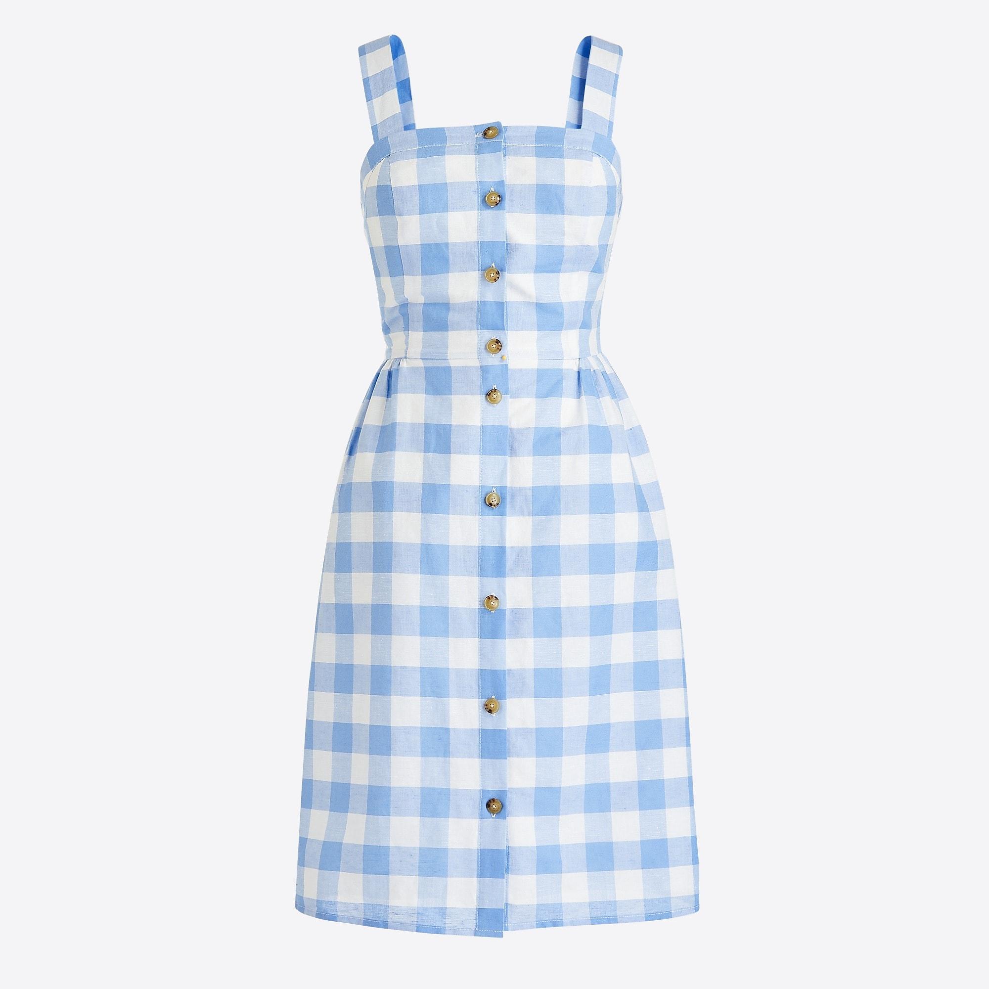 J.Crew Button-front Dress In Linen-cotton in Blue - Lyst