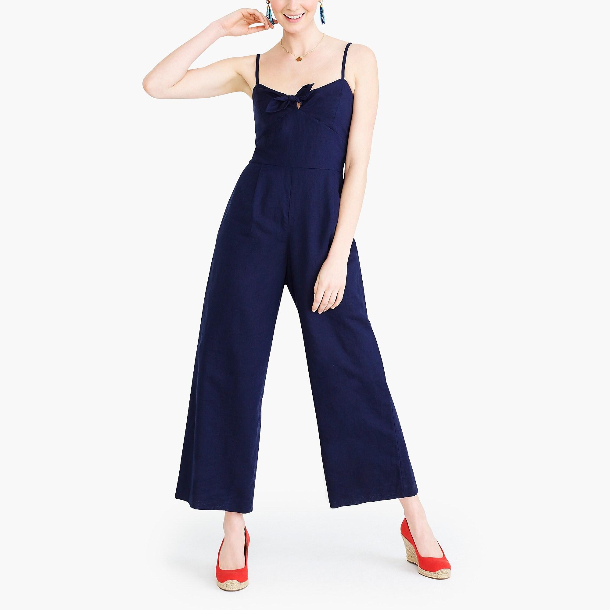 J.Crew Tiefront Jumpsuit In Linencotton in Blue Lyst