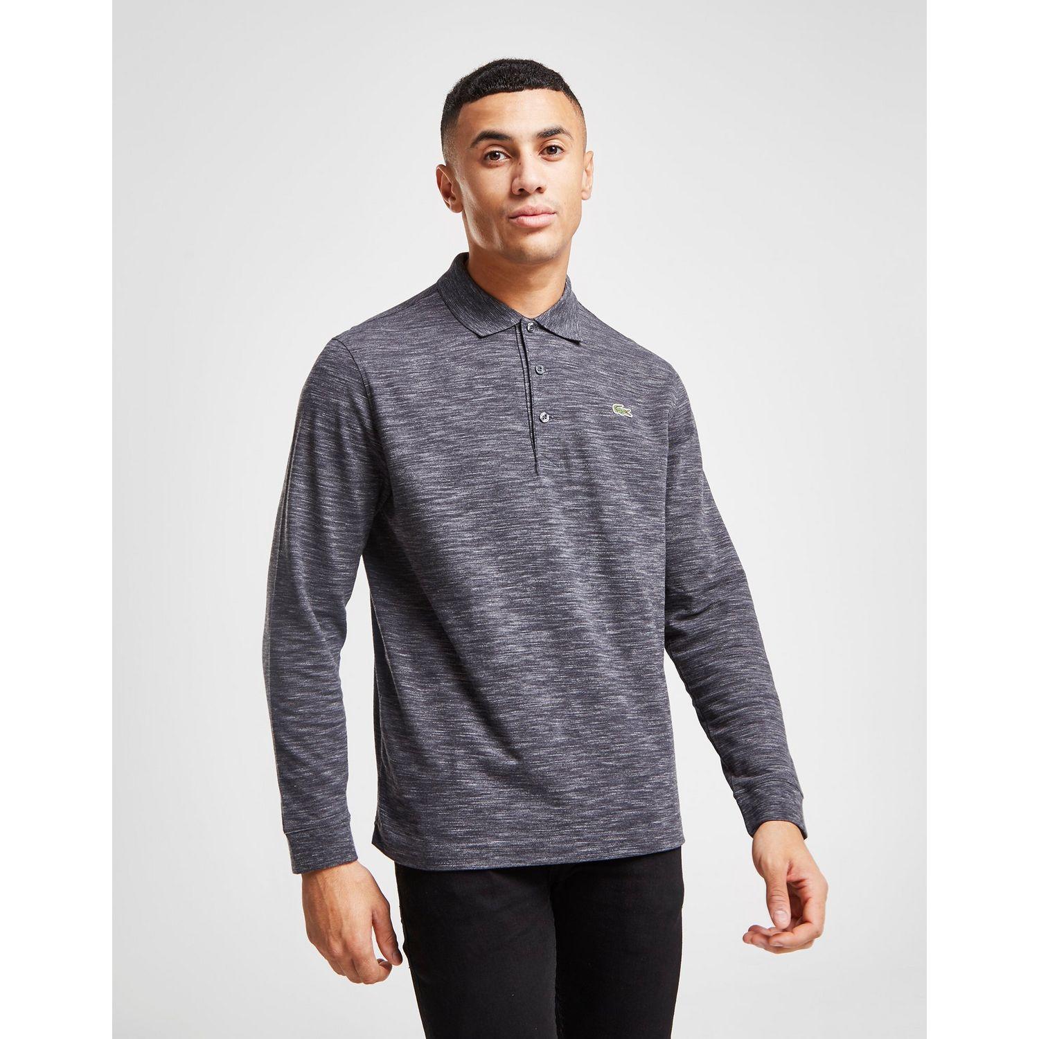 Lacoste Alligator Long Sleeve Polo Shirt in Gray for Men - Lyst