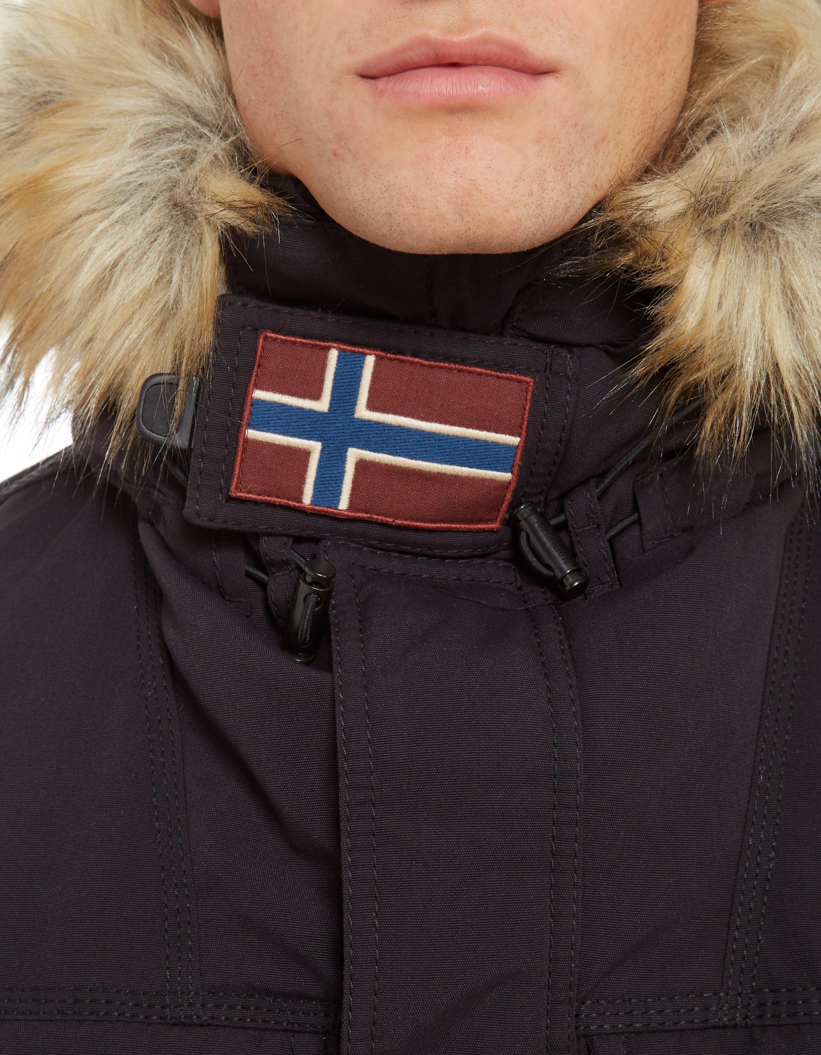 Lyst Napapijri Skidoo Long Zip Through Parka Jacket in Black for Men