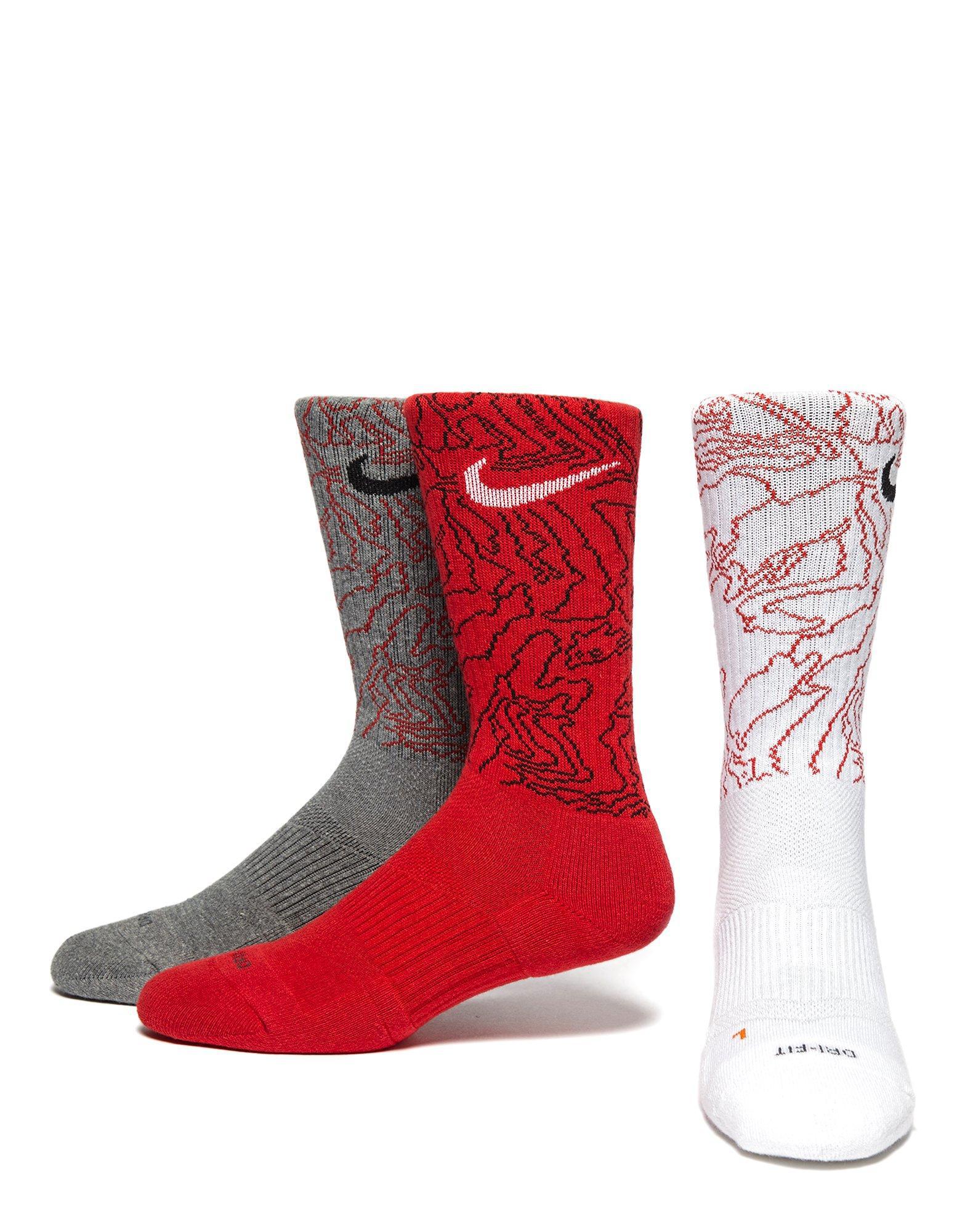 Nike Cotton 3 Pack Dri-fit Socks in Red/White/Charcoal (Red) for Men - Lyst