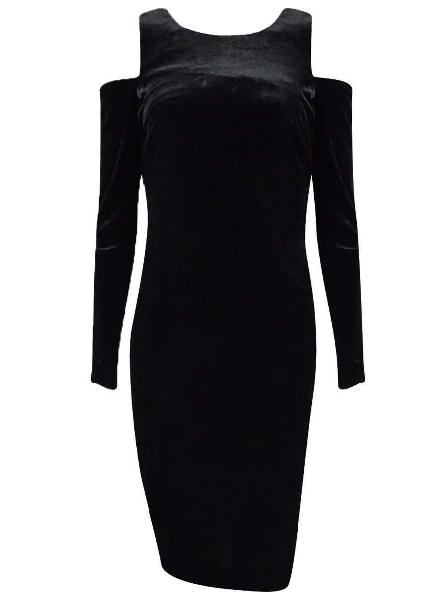 Calvin Klein Velvet Cold-Shoulder Sheath Dress - Dresses - Women ...