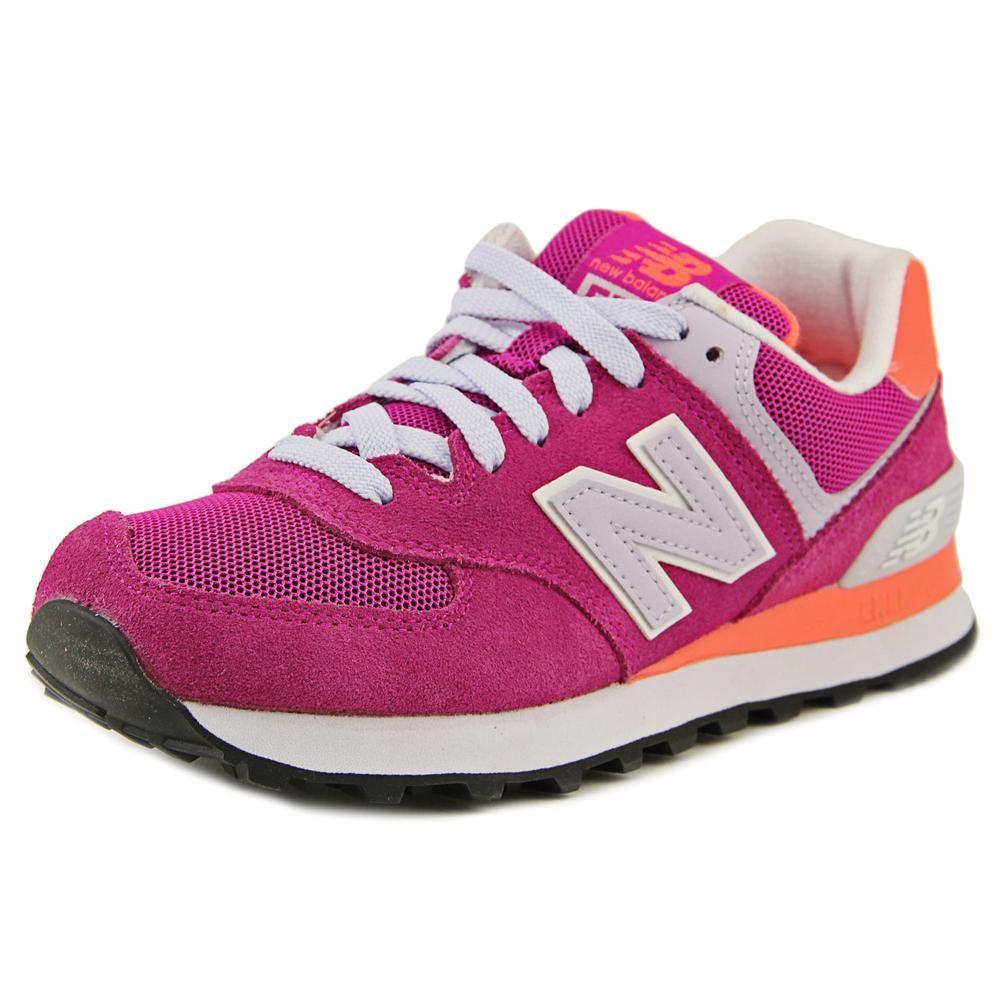 Lyst - New Balance Wl574 Women Round Toe Suede Pink Fashion Sneakers in ...