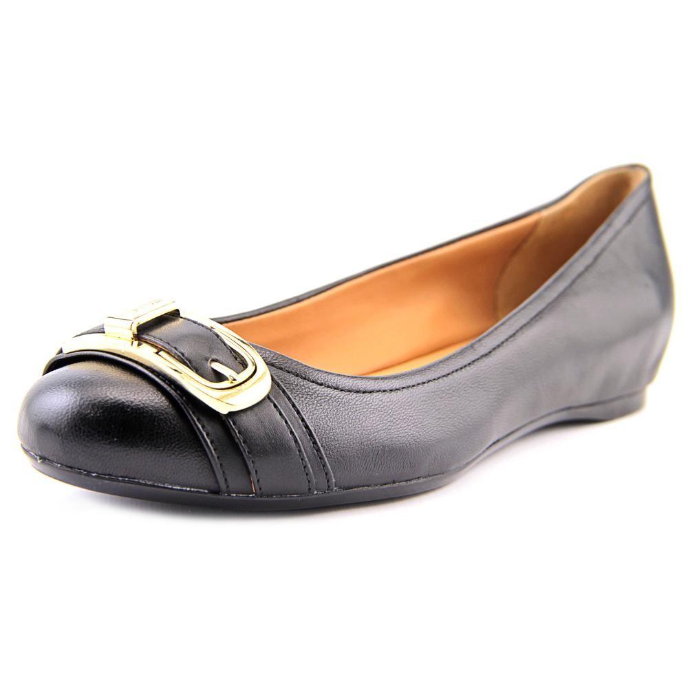 Lyst - Calvin Klein Morna Women Round Toe Leather Black Ballet Flats in ...