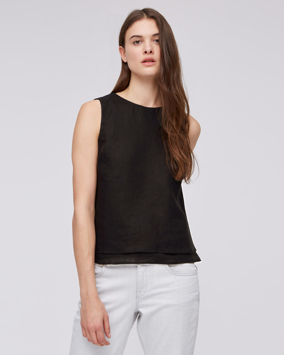 Jigsaw Linen Layered Top in Black | Lyst