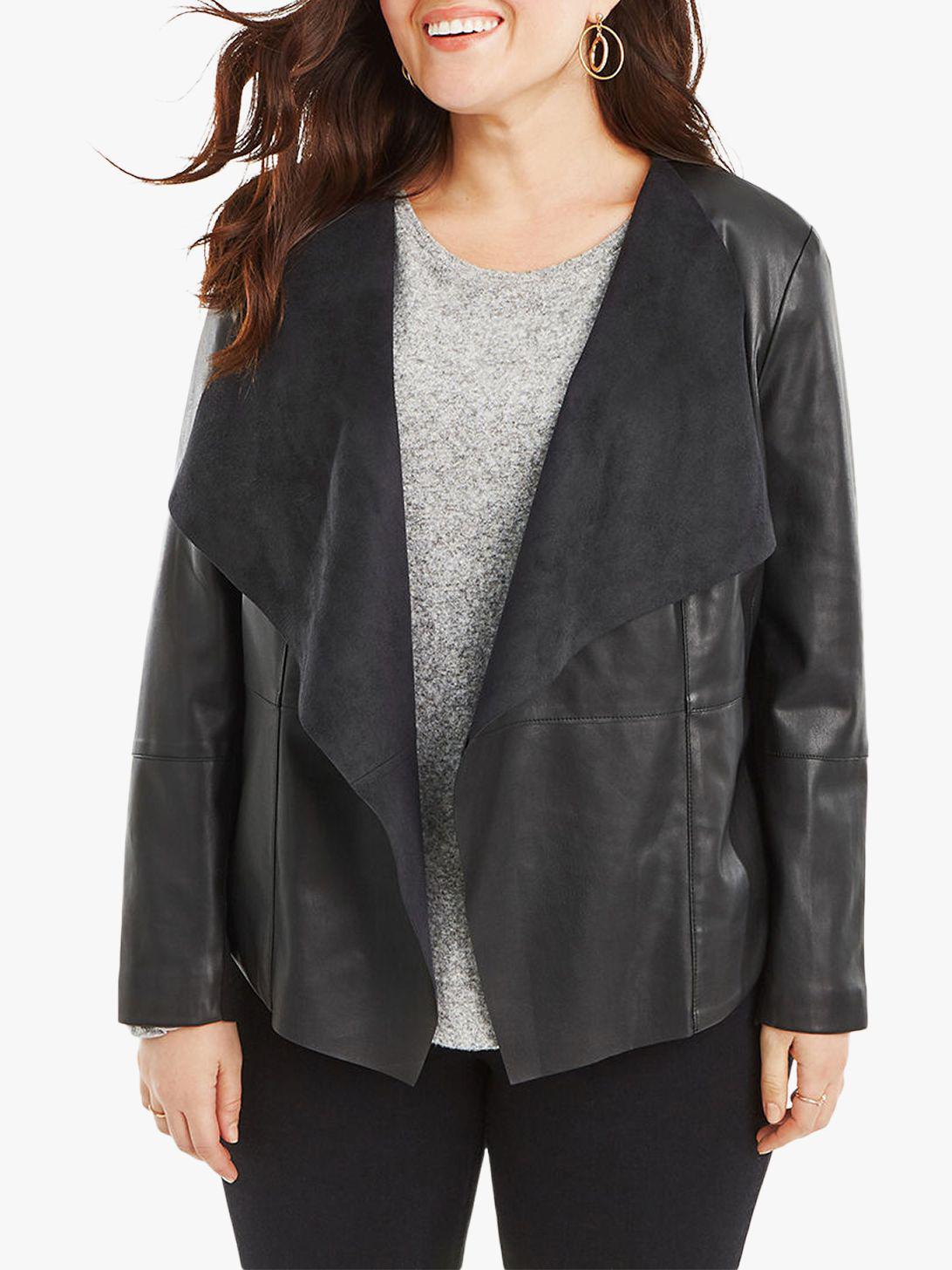 Oasis Curve Waterfall Faux Leather Jacket In Black Lyst Oasis Women S Black Curve Waterfall Faux Leather Jacket
