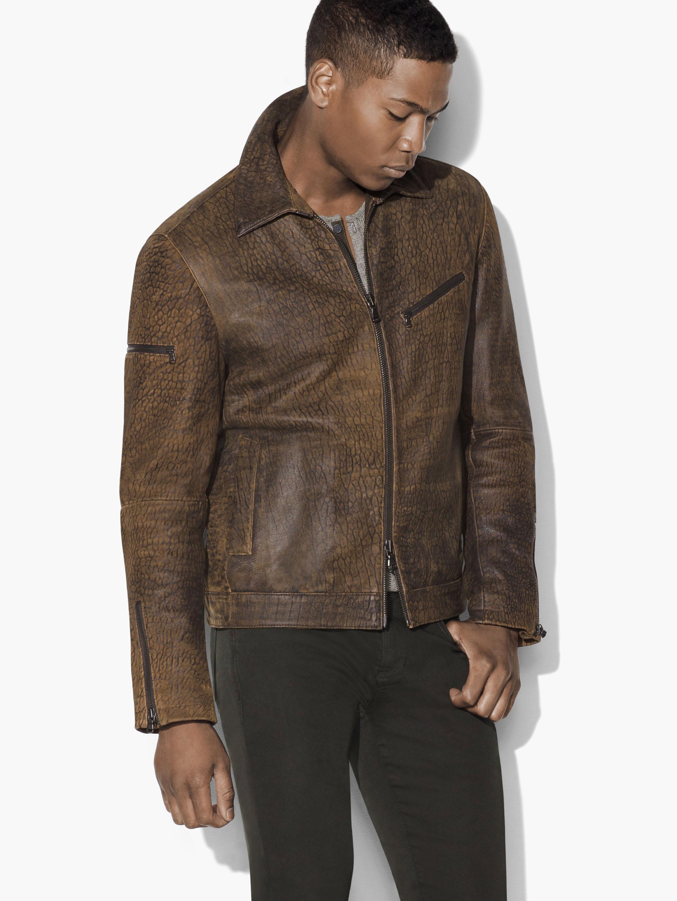 Lyst - John Varvatos Distressed Leather Jacket in Brown for Men