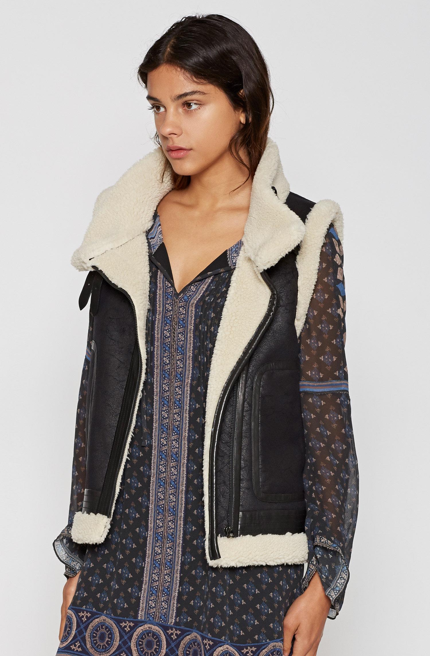 womens black danay faux leather vest