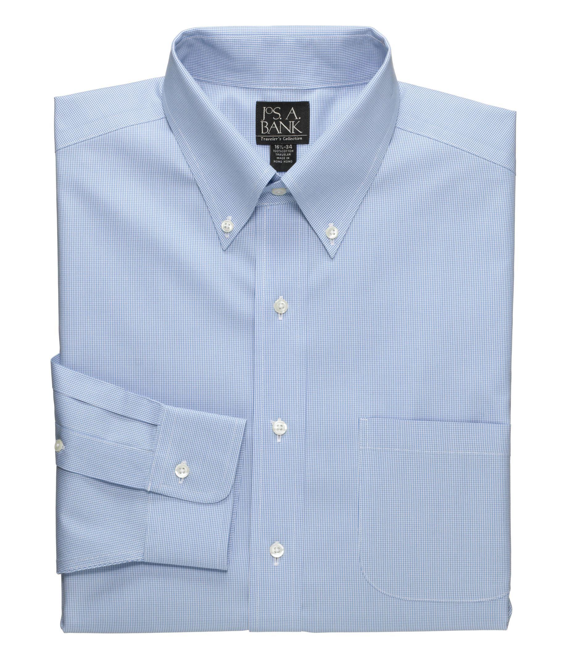 Lyst Jos A Bank Traveler Tailored Fit Button Down Collar Dress Shirt Bigtall In Blue For Men 7913