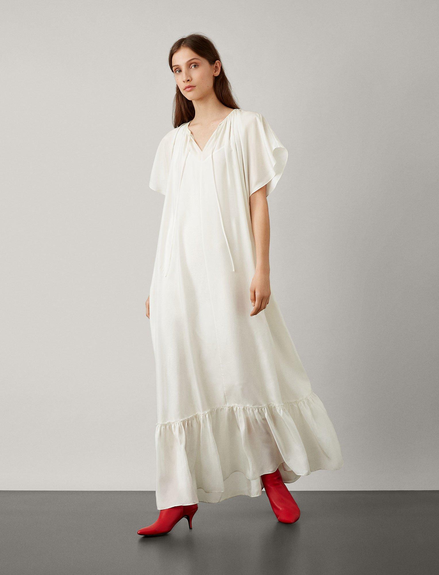 Orange satin dress picture