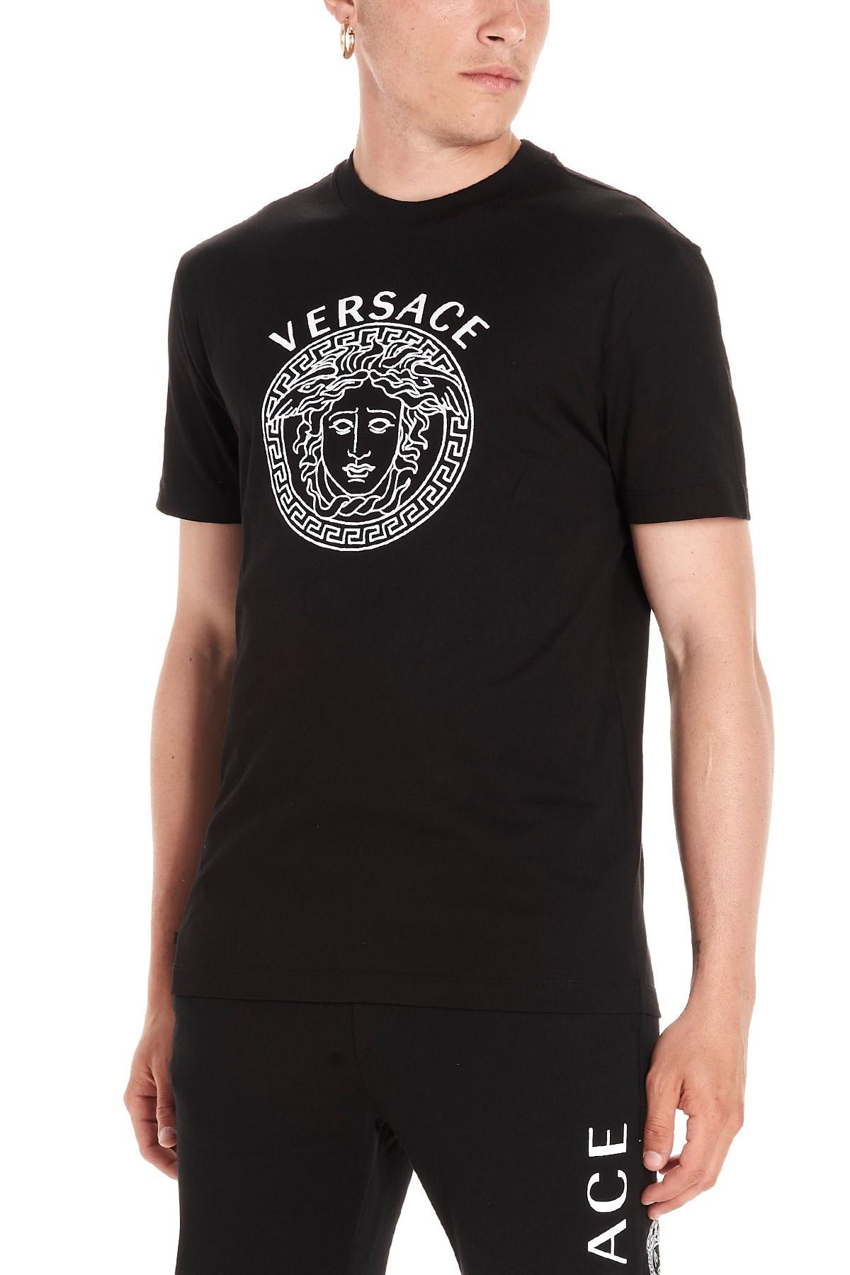 Versace Cotton 'medusa' Tshirt in Black for Men Lyst
