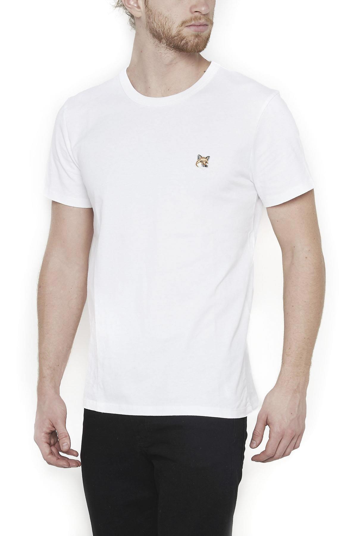 Maison Kitsuné Logo T-shirt in White for Men - Lyst