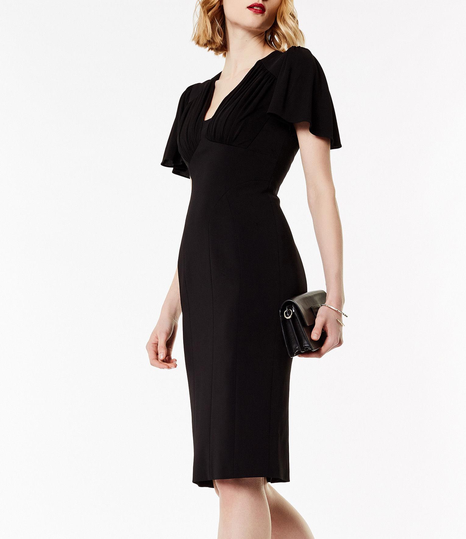 Karen Millen Gathered Detail Midi Dress in Black Lyst