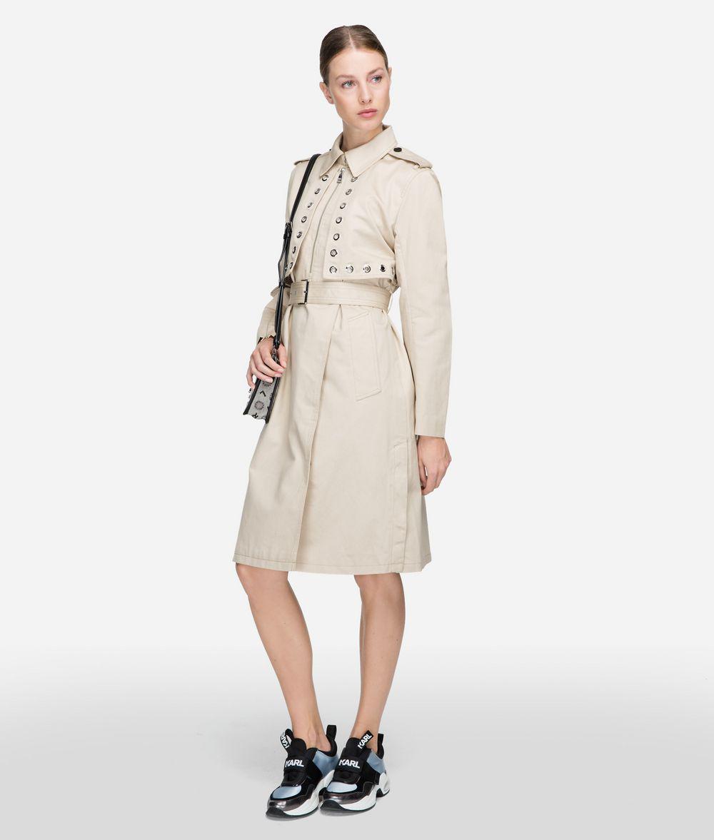 Karl Lagerfeld Cotton Eyelet Trench Coat in White - Lyst