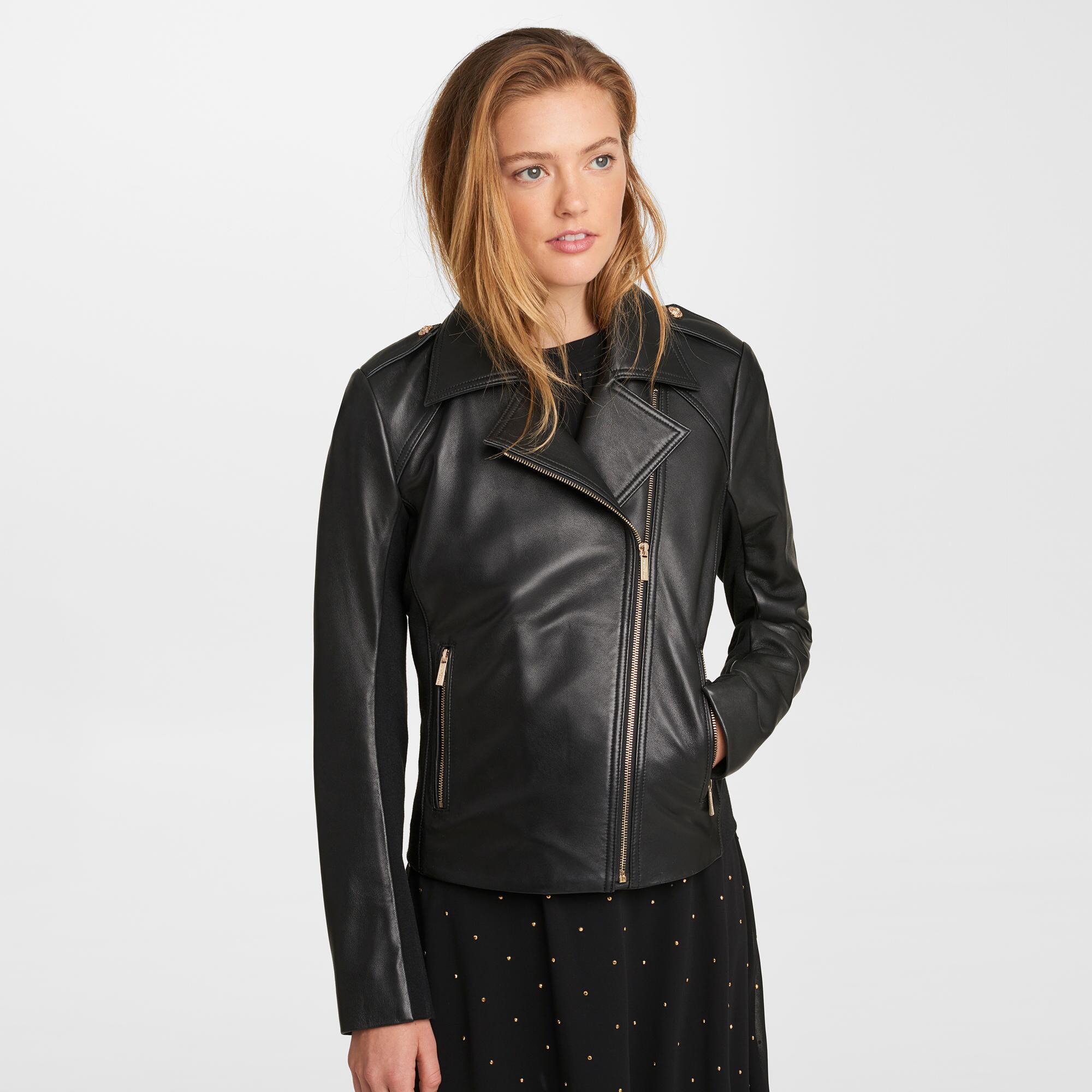 Lyst - Karl Lagerfeld Leather Zip Front Moto Jacket in Black