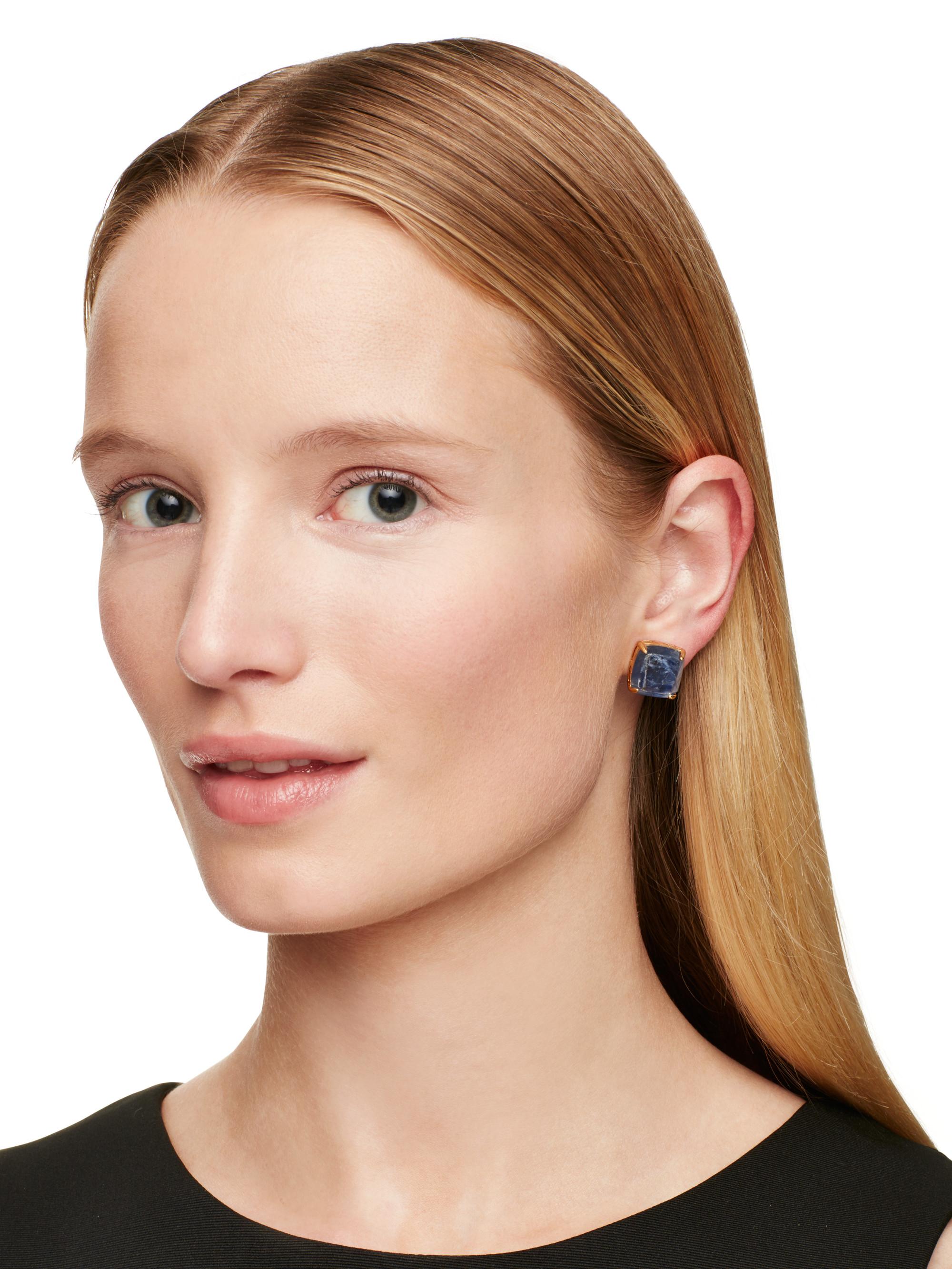 Lyst Kate Spade New York Semiprecious Small Square Studs In Blue Gallery