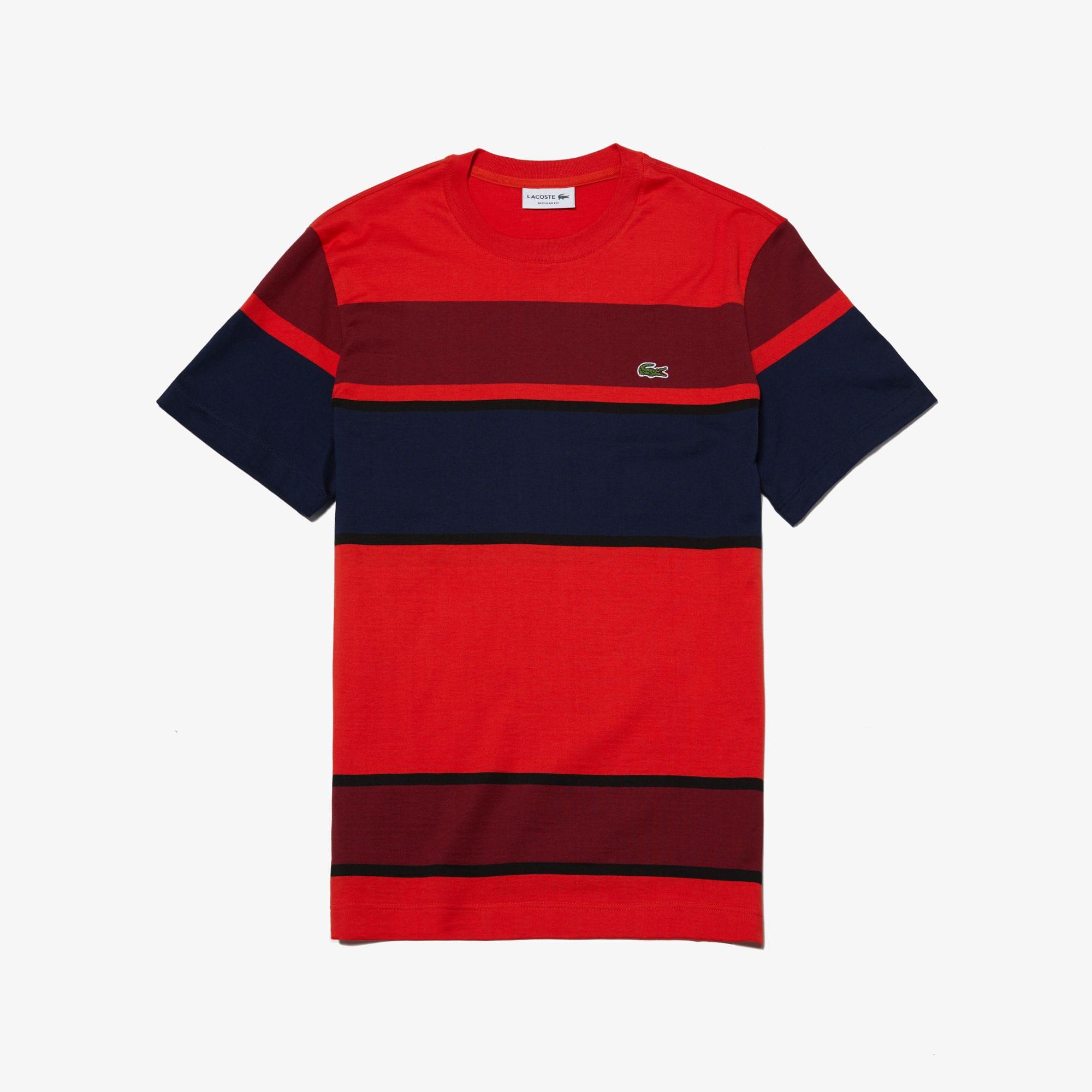 Lacoste Crew Neck Cotton T-shirt in Red,Black,Bordeaux,Navy Blue (Red ...