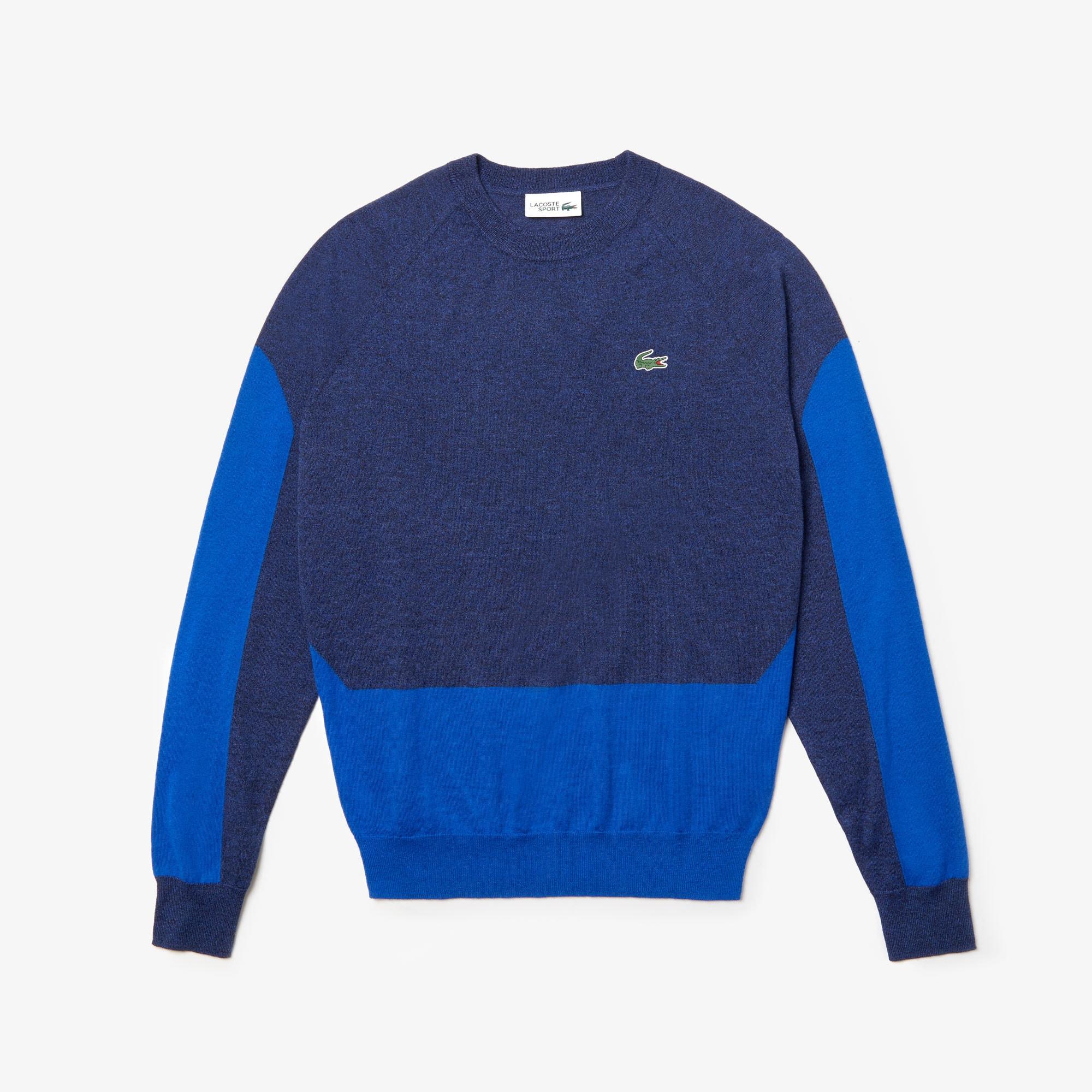 Lacoste Sport Color-blocked Breathable Wool Sweater in Blue for Men - Lyst