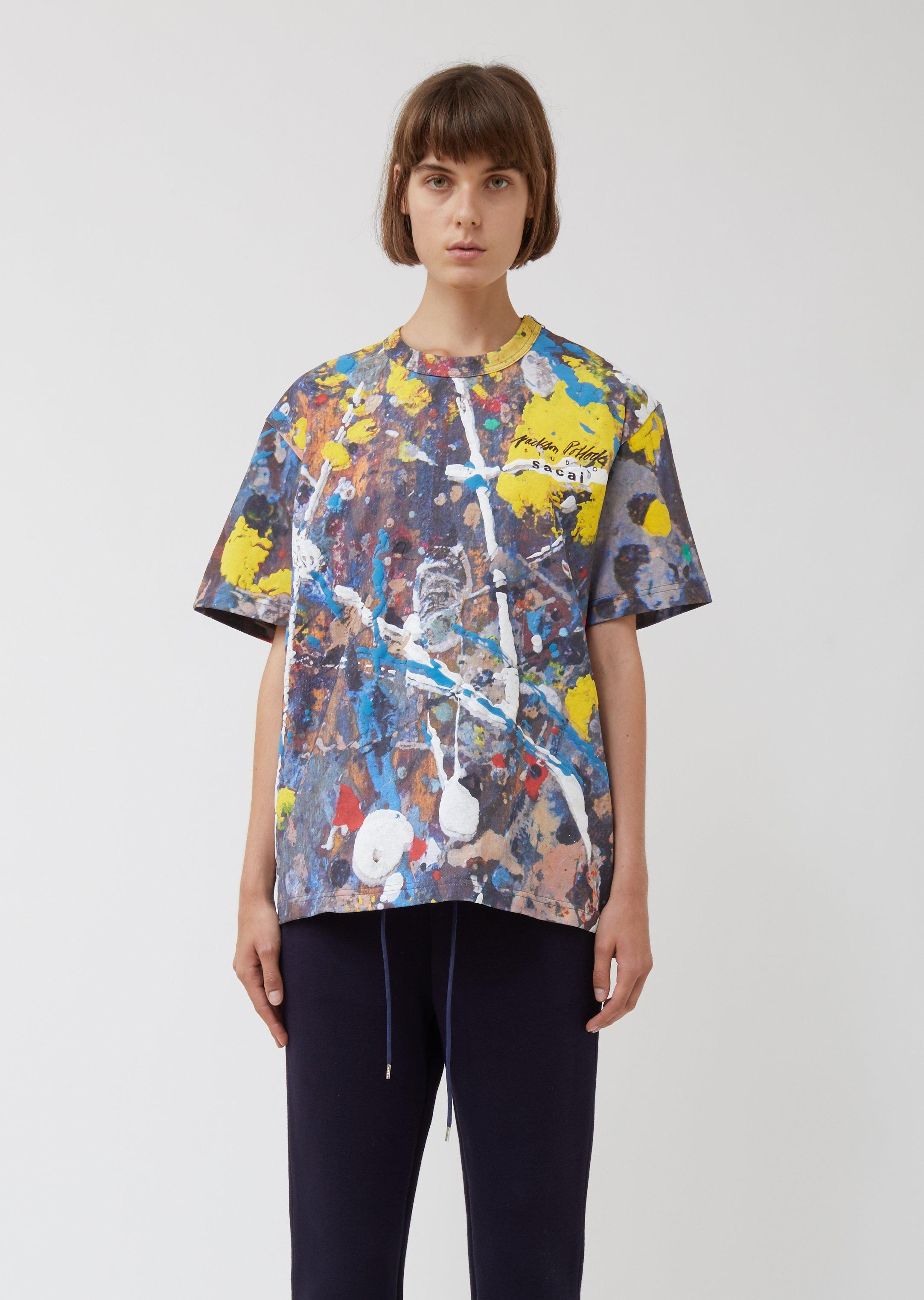 Sacai Cotton Jackson Pollock T-shirt in Blue - Lyst