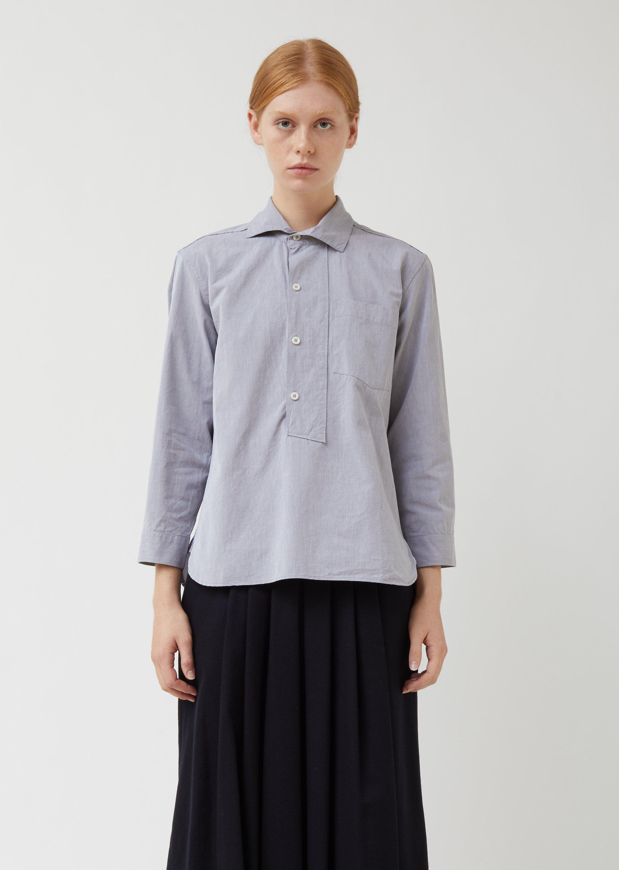 MHL by Margaret Howell Cotton Mhl Asymmetric Collared Shirt in Pewter ...