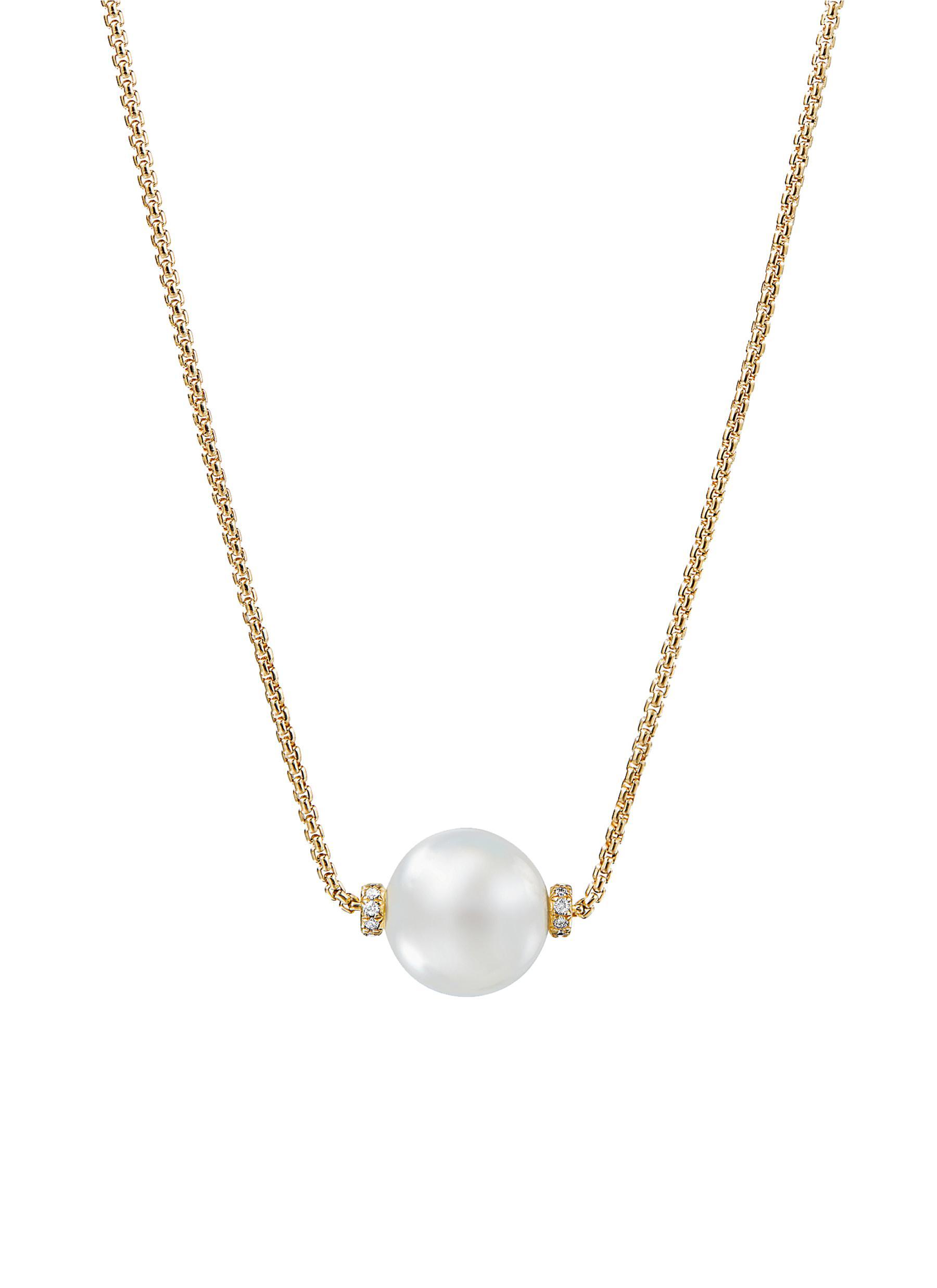 David Yurman 'solari' Diamond South Sea Pearl Pendant Necklace in ...