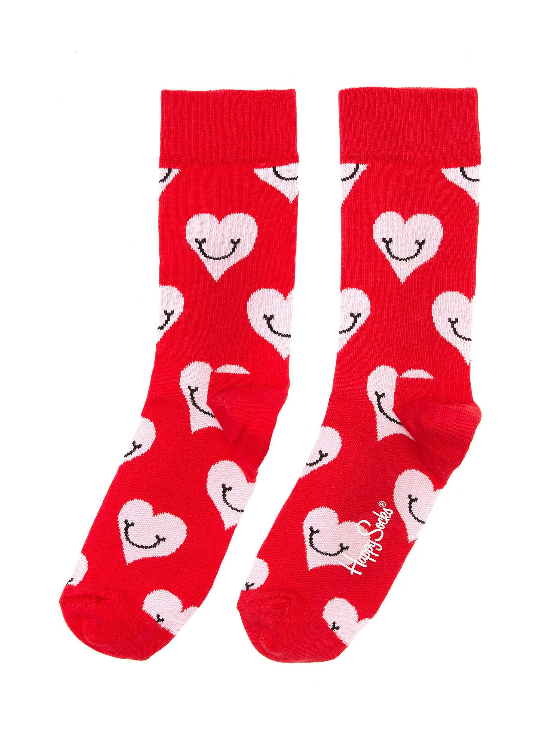 Lyst - Happy Socks Smiley Heart Crew Socks in Red - Save 29%