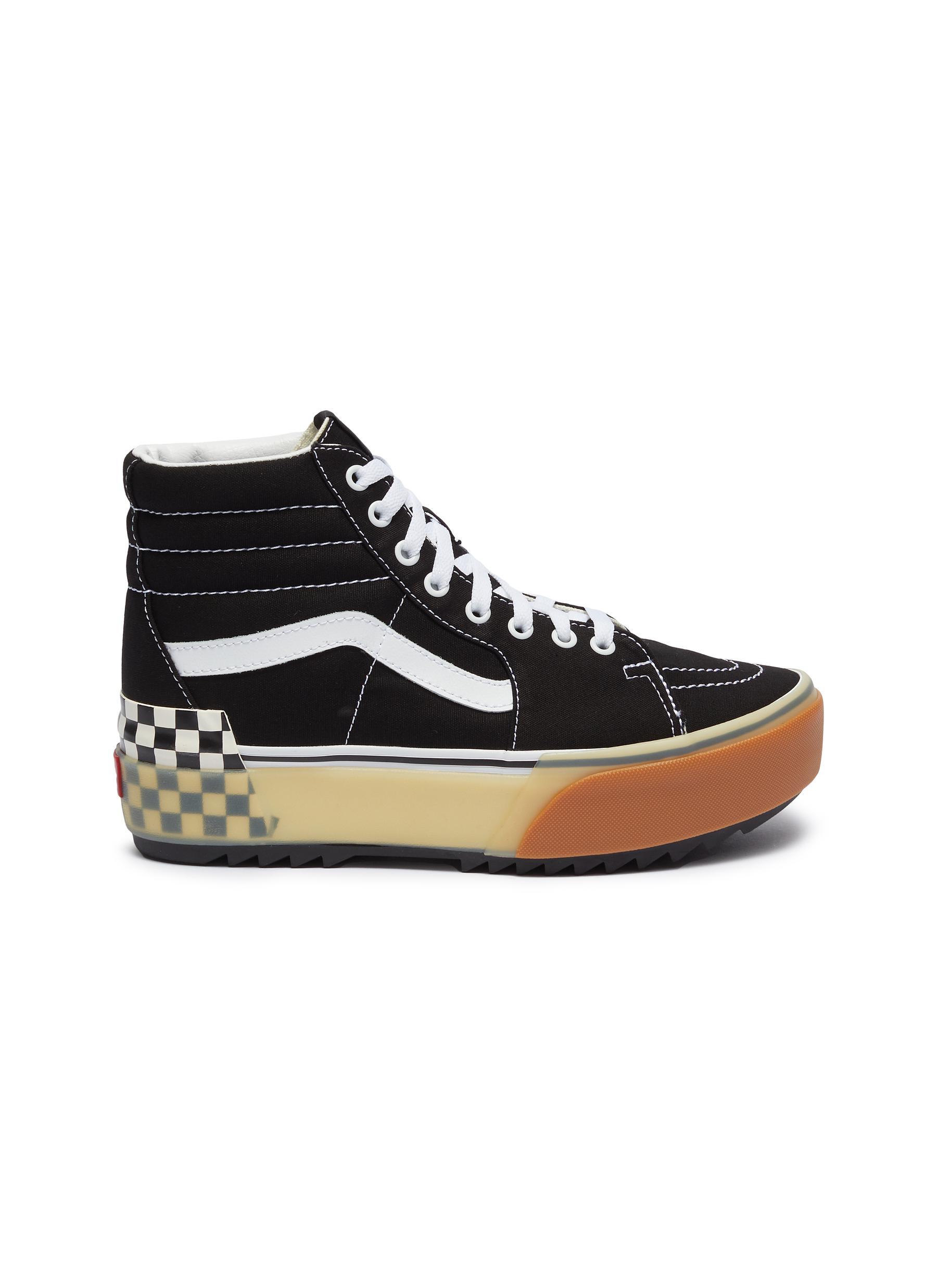 Vans 'sk8-hi Stacked' Canvas Flatform Sneakers in Black - Lyst